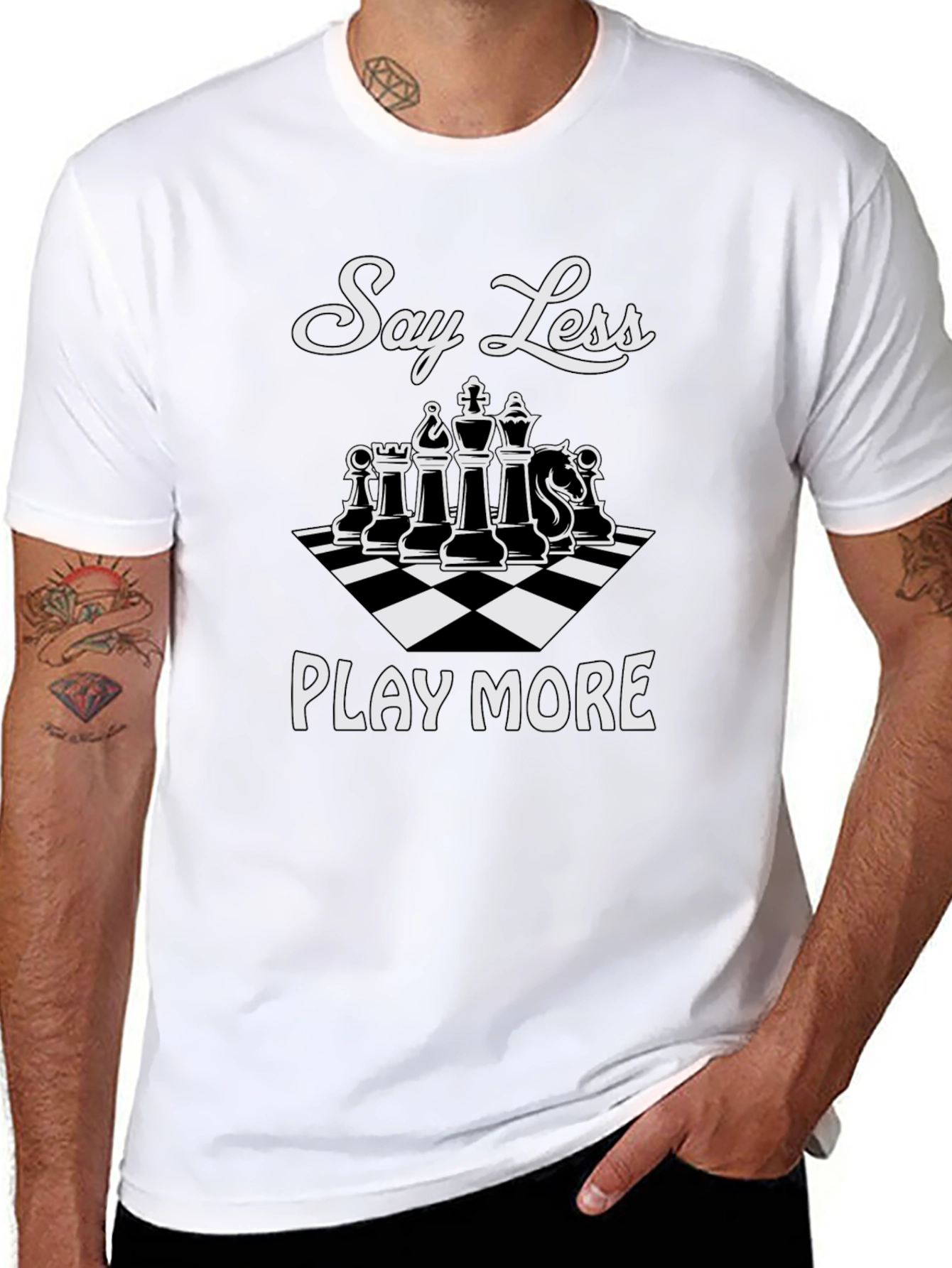 Say Less Play More Chess Graphic T-Shirt