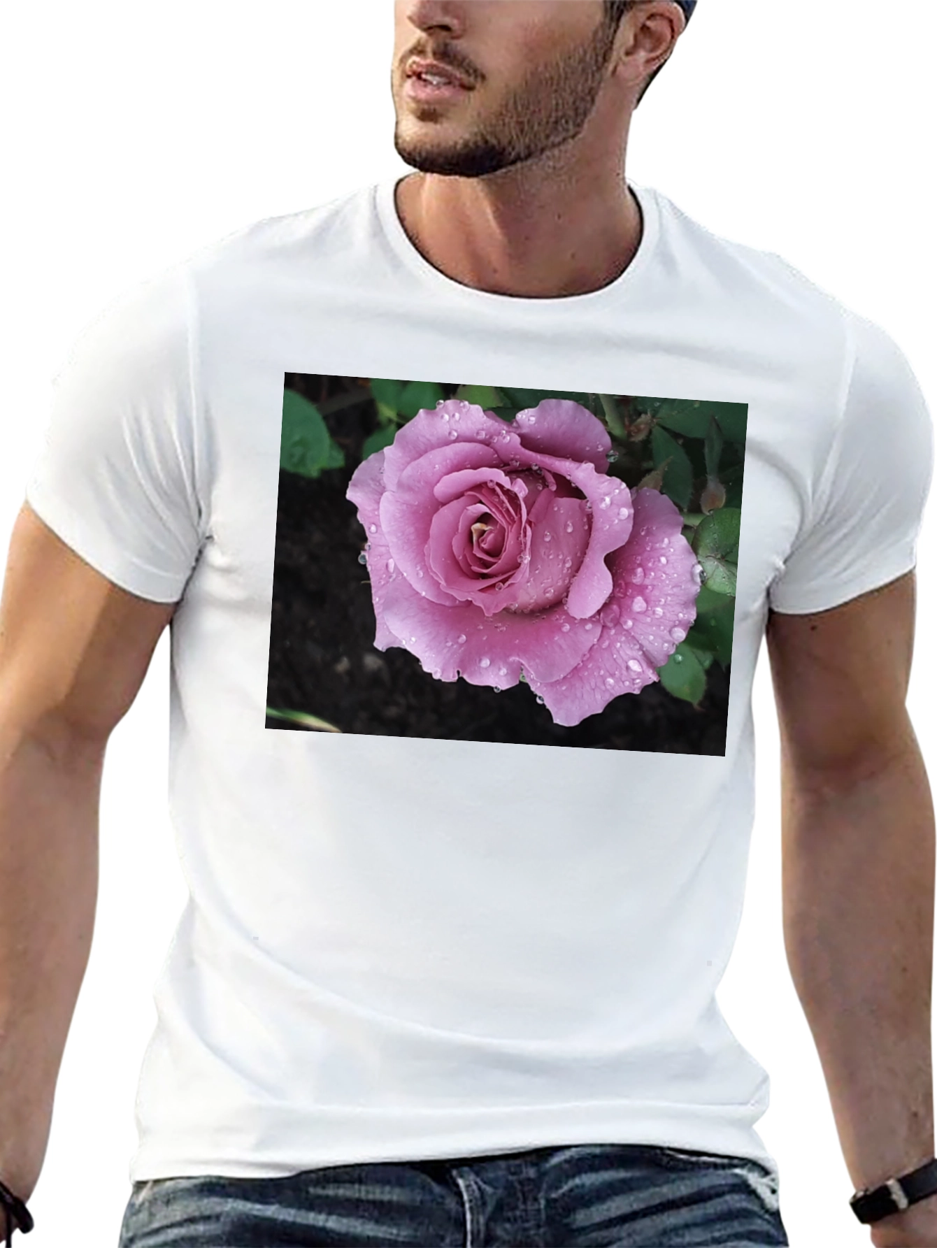 Rose Graphic T-Shirt Black Cotton Blend