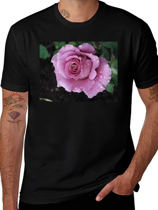 Rose Graphic T-Shirt Black Cotton Blend