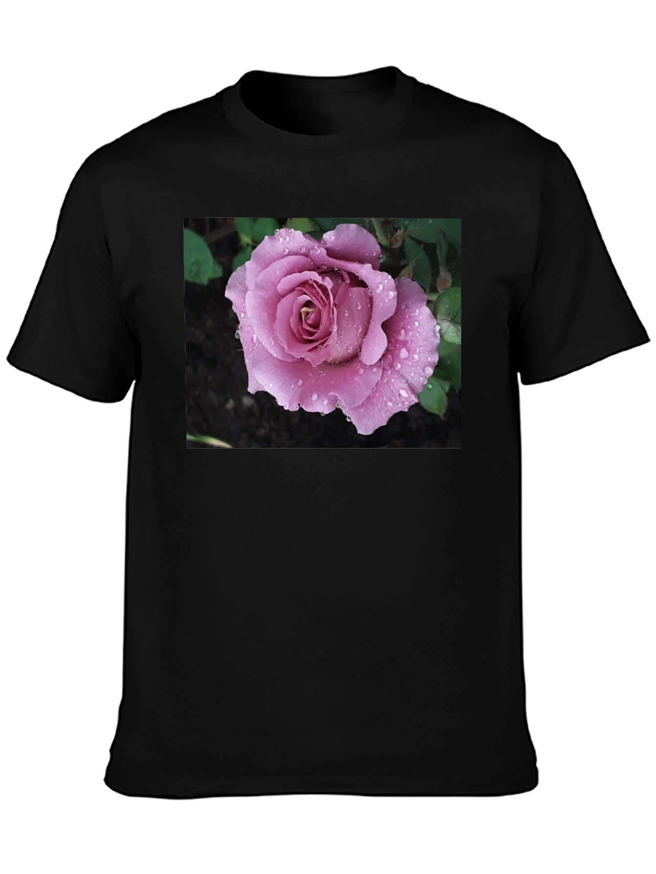 Rose Graphic T-Shirt Black Cotton Blend