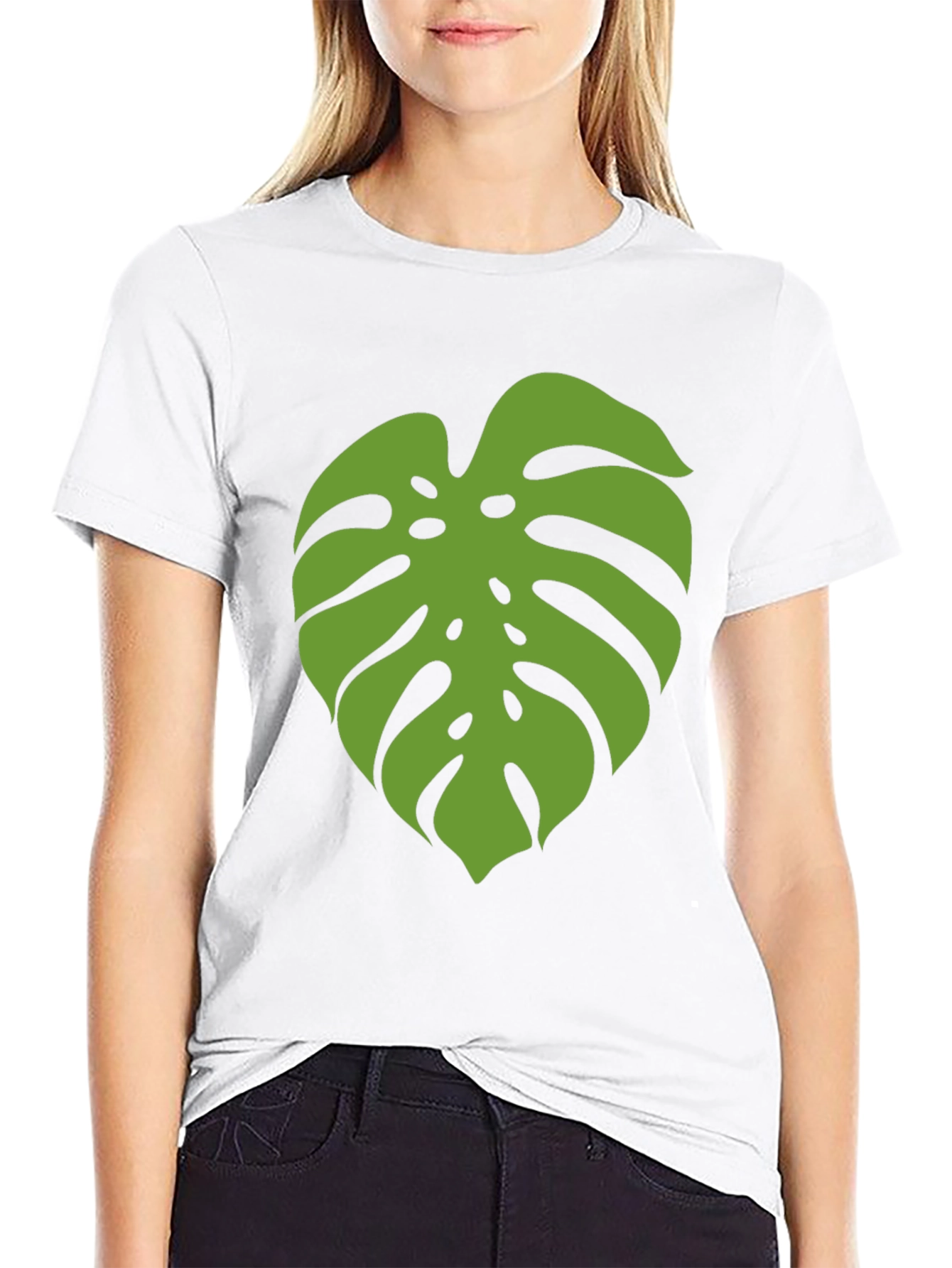 Monstera Leaf Graphic Tee - Black