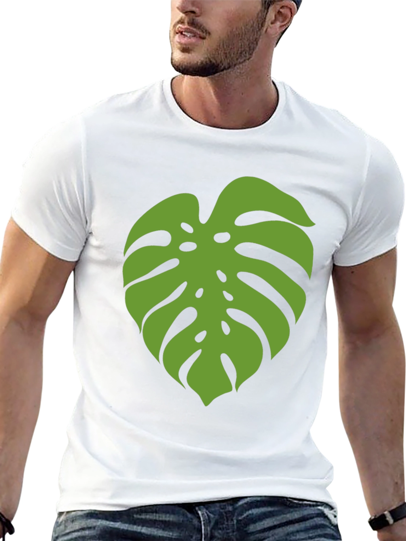 Monstera Leaf Graphic Tee - Black