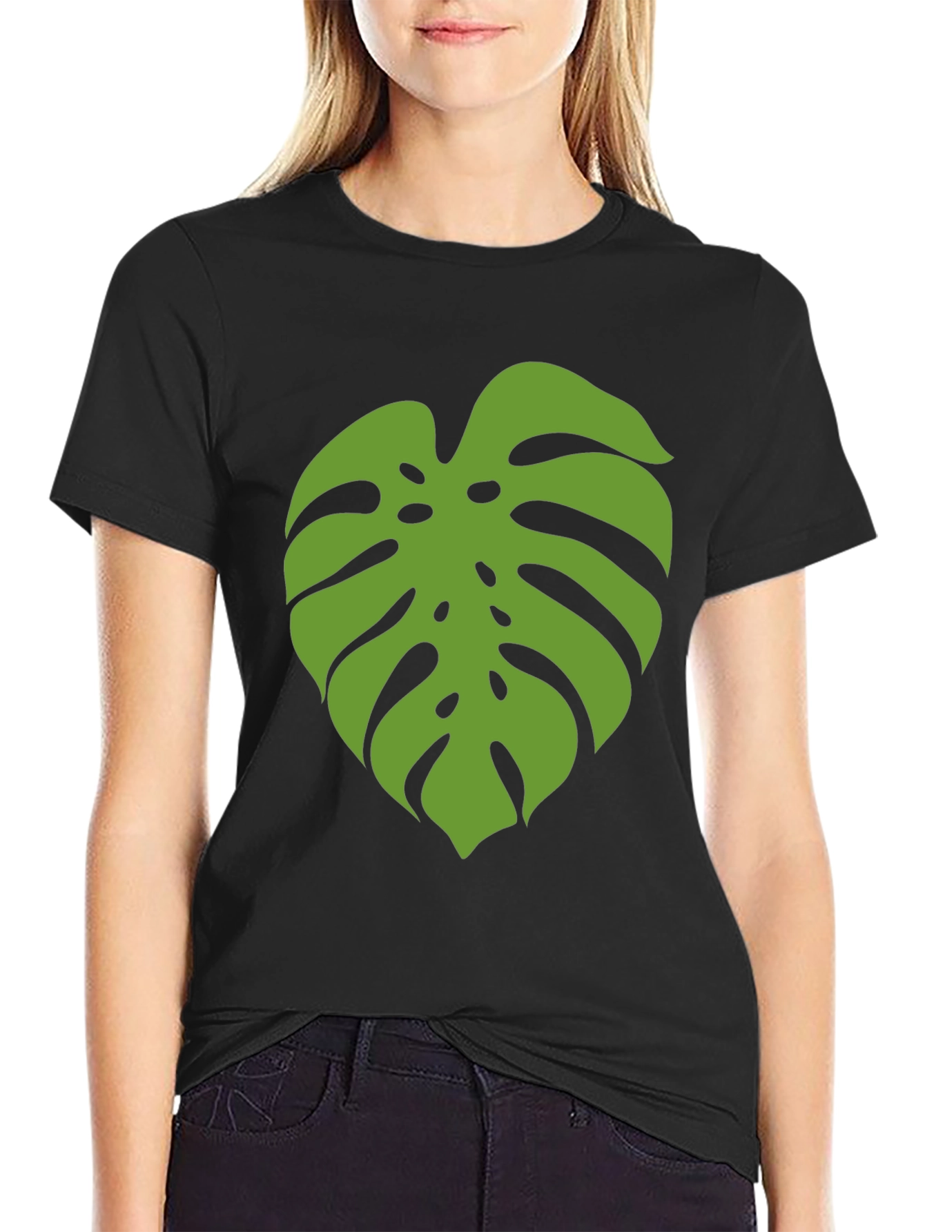Monstera Leaf Graphic Tee - Black