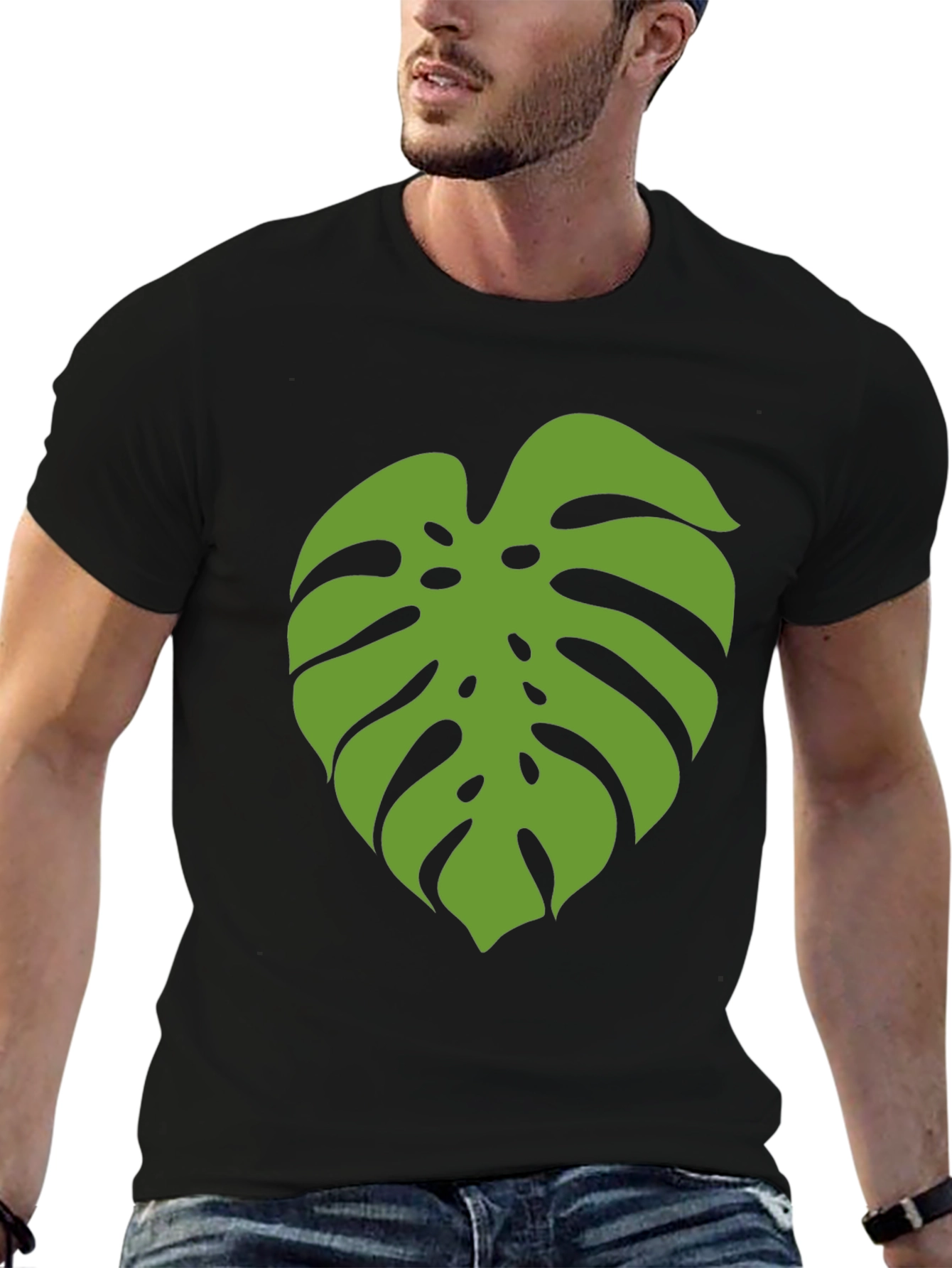 Monstera Leaf Graphic Tee - Black