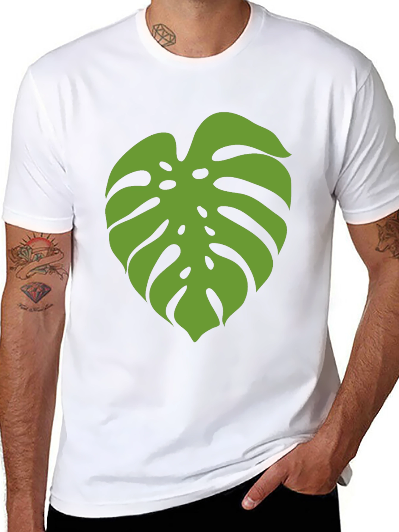 Monstera Leaf Graphic Tee - Black