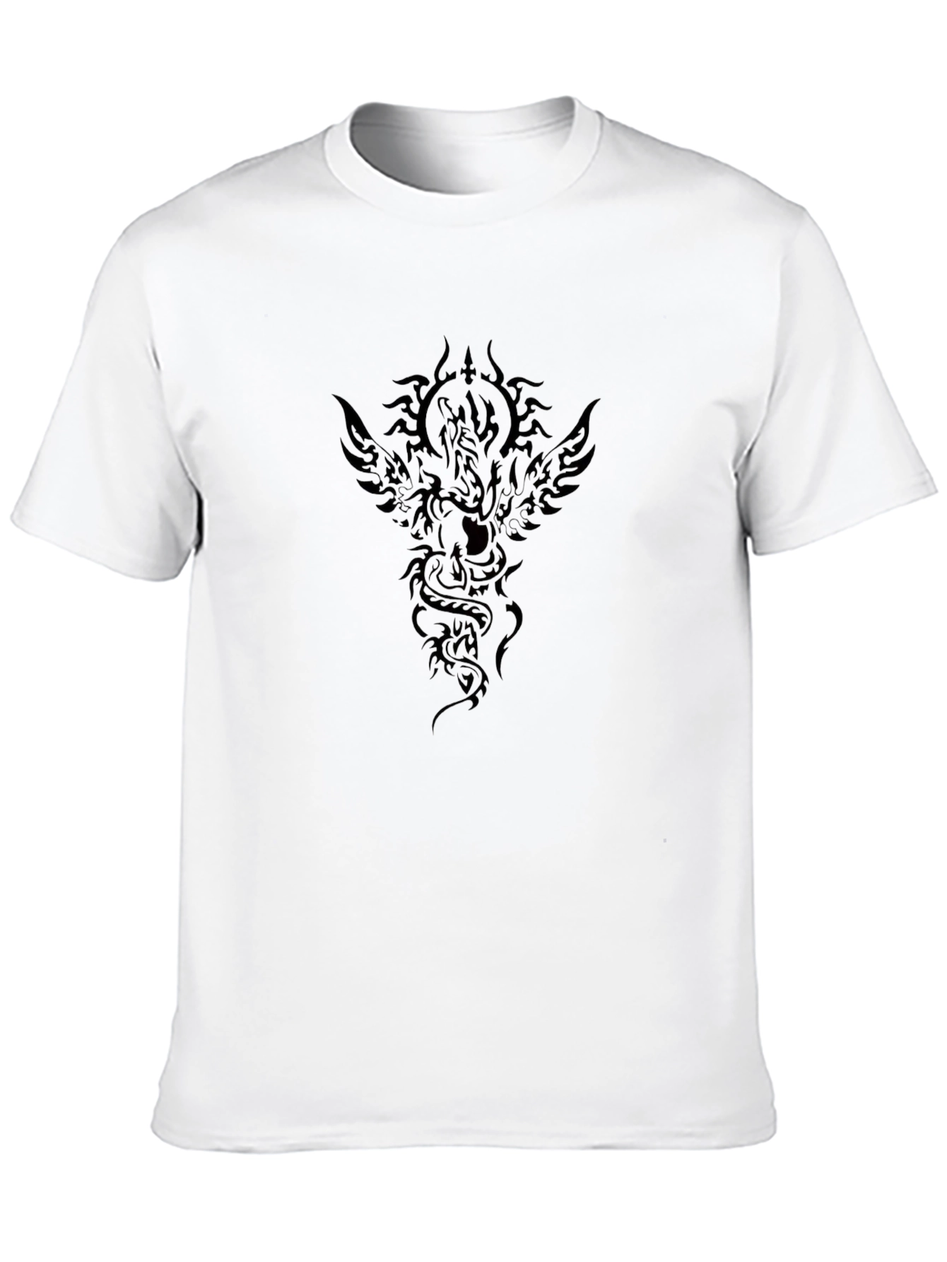 Black T-Shirt with Phoenix Serpent Design