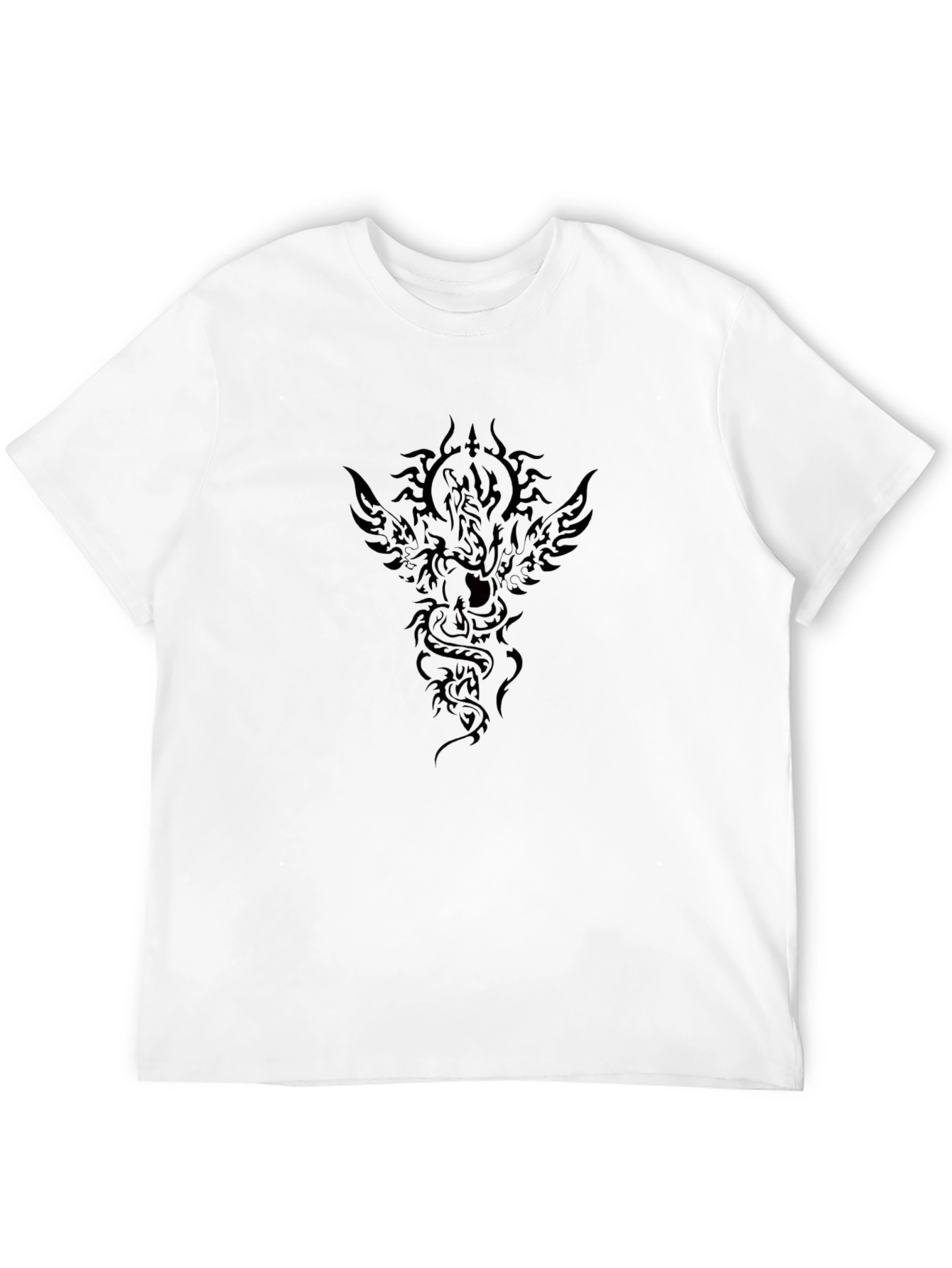 Black T-Shirt with Phoenix Serpent Design