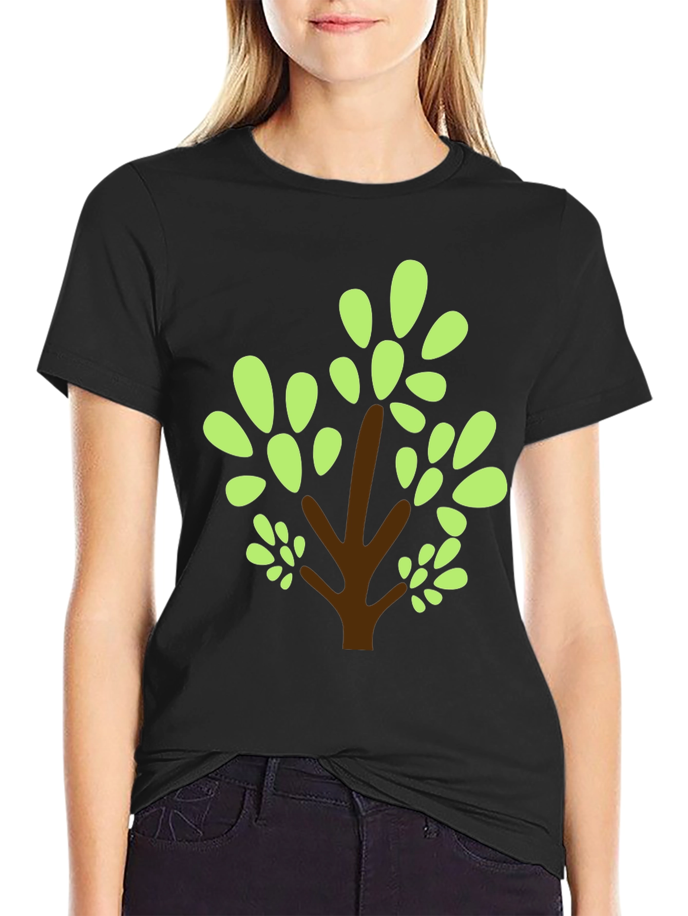 Nature Tree Graphic Tee - Casual Black T-Shirt