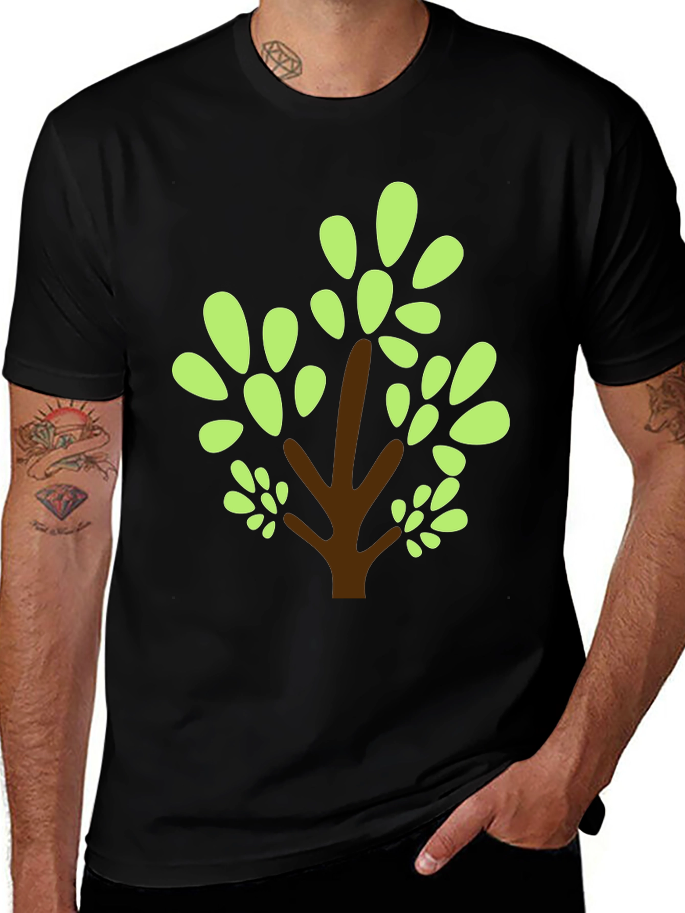 Nature Tree Graphic Tee - Casual Black T-Shirt