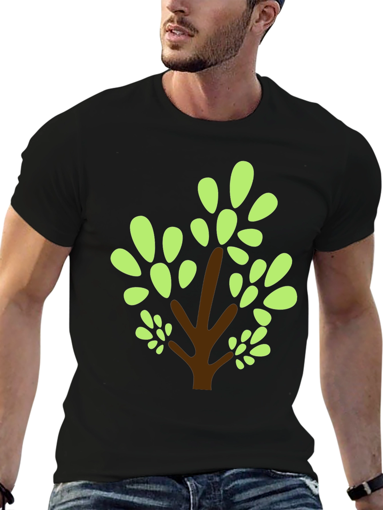 Nature Tree Graphic Tee - Casual Black T-Shirt