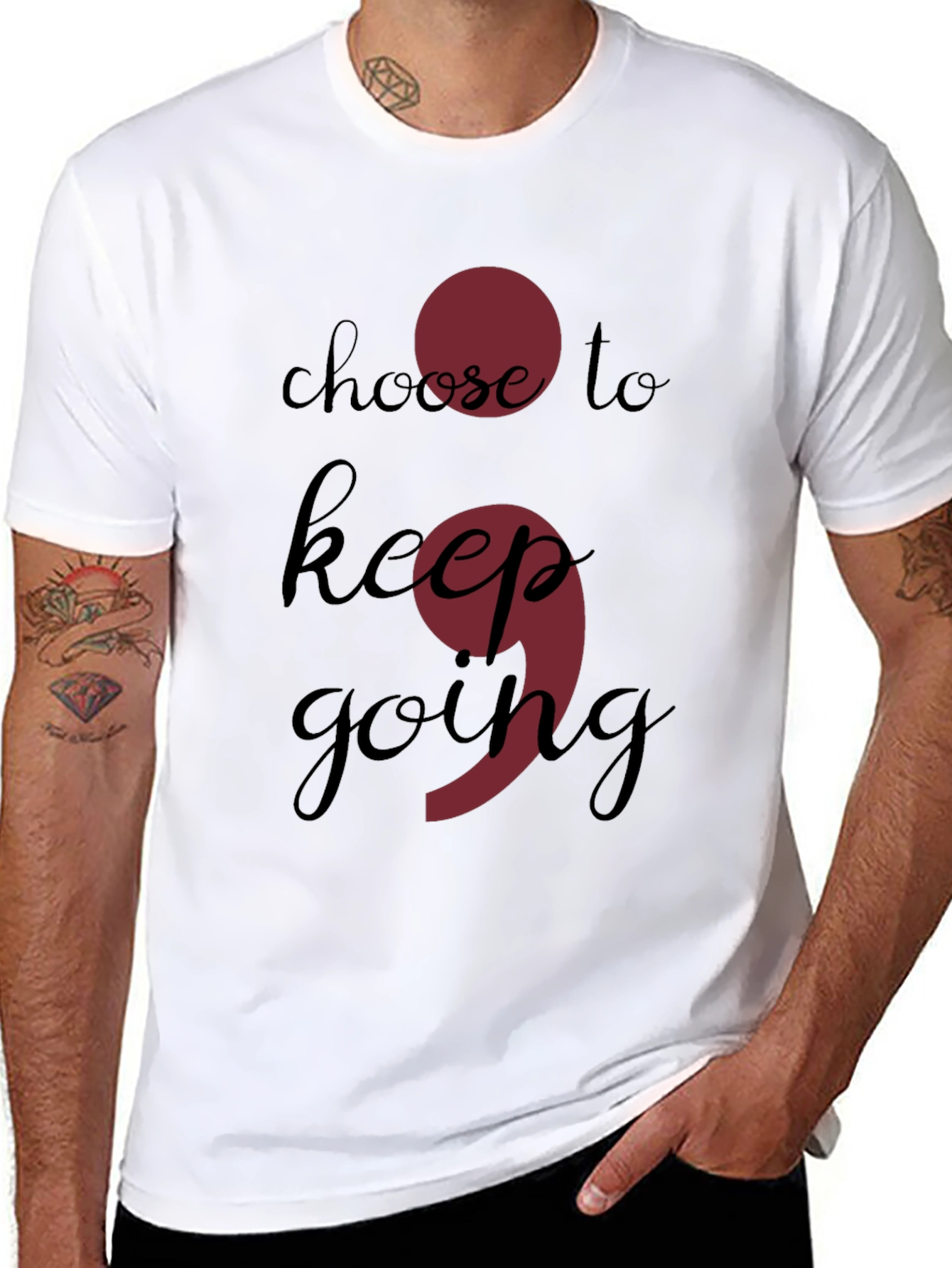 Choose to Keep Going Semicolon Black T-Shirt