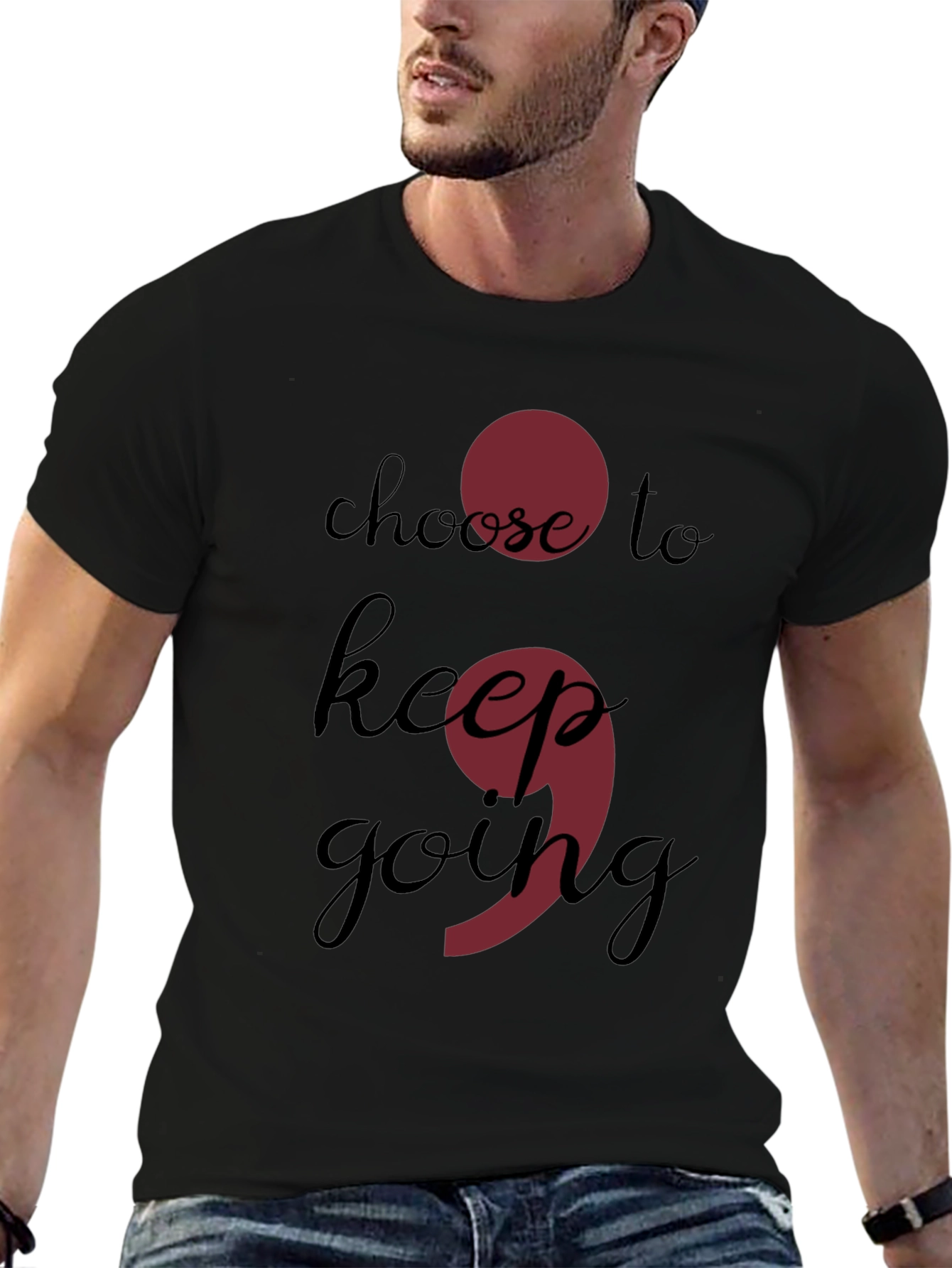Choose to Keep Going Semicolon Black T-Shirt