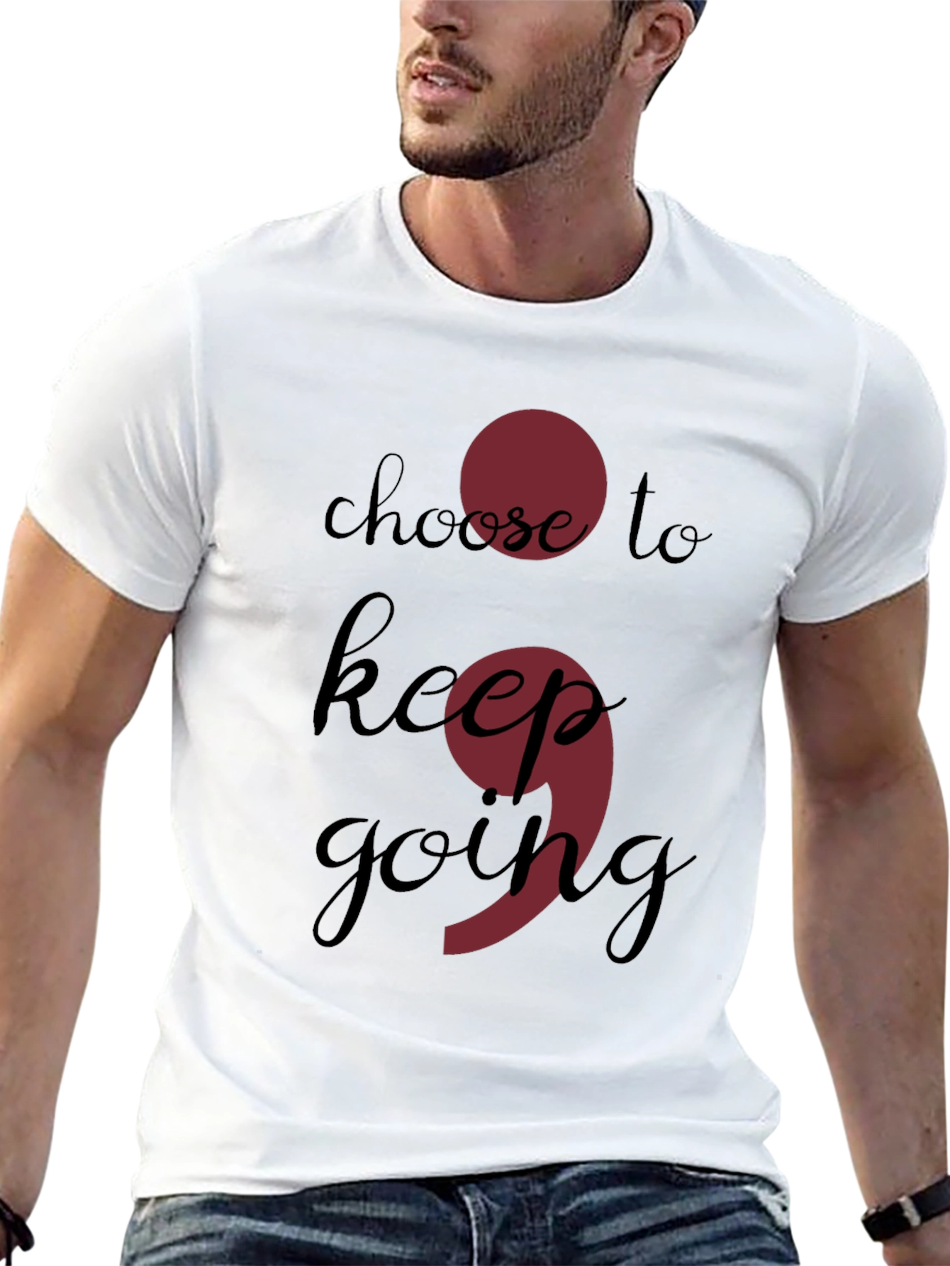 Choose to Keep Going Semicolon Black T-Shirt