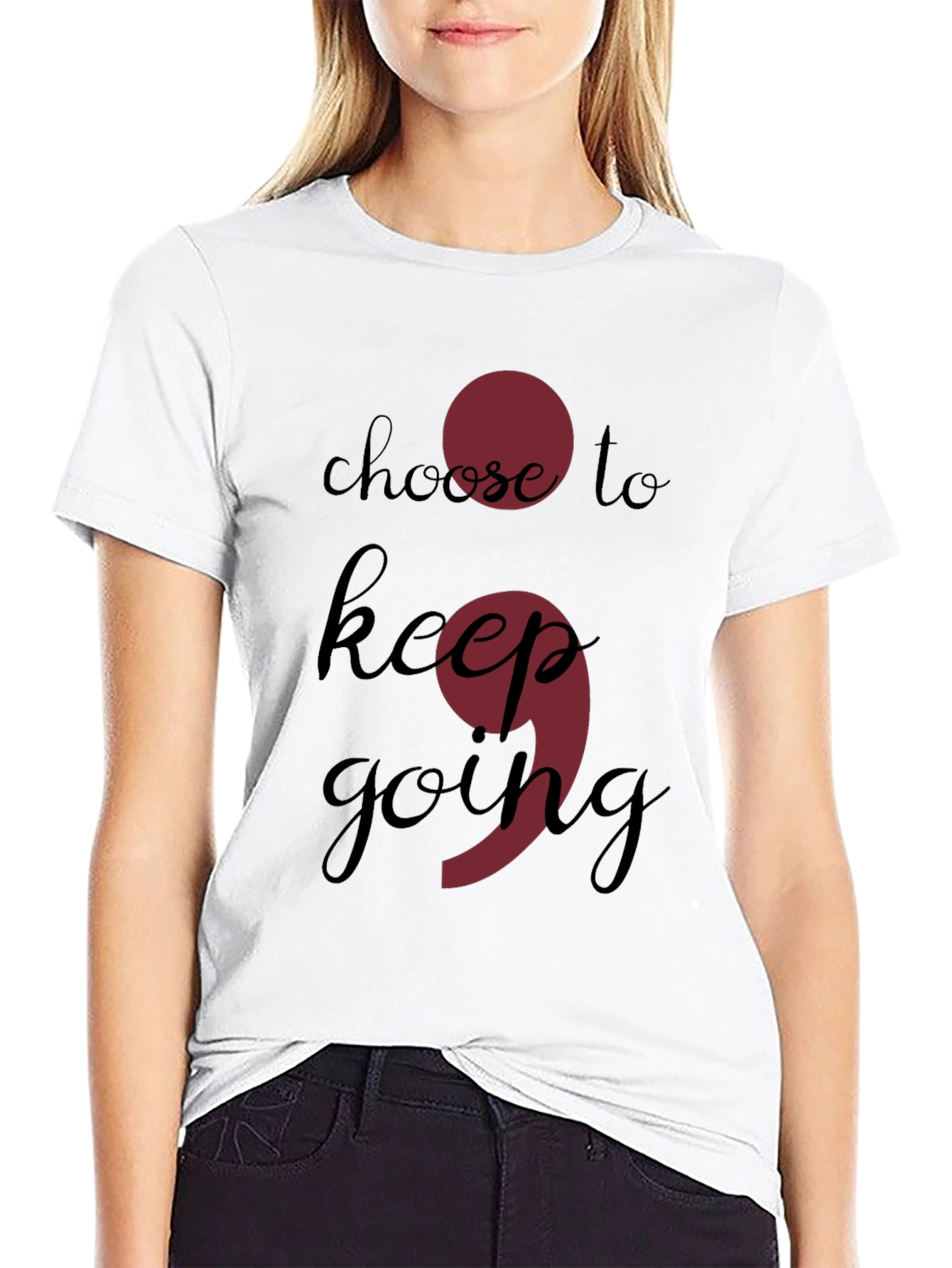 Choose to Keep Going Semicolon Black T-Shirt