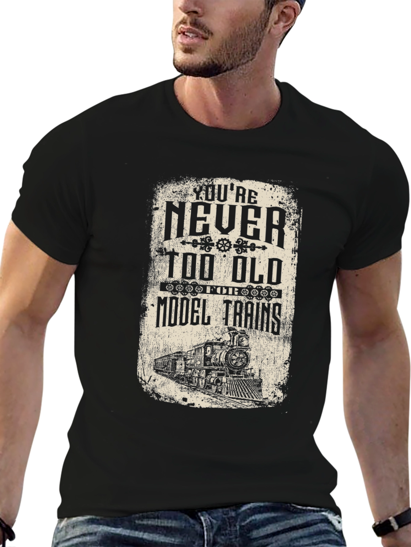 Model Train Enthusiast Black T-Shirt
