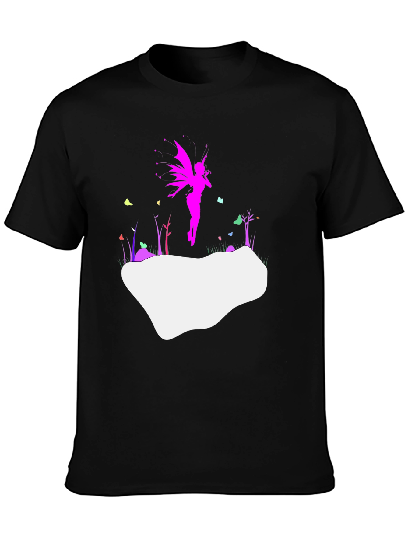 Whimsical Fairy Graphic Tee - Stylish Black T-Shirt