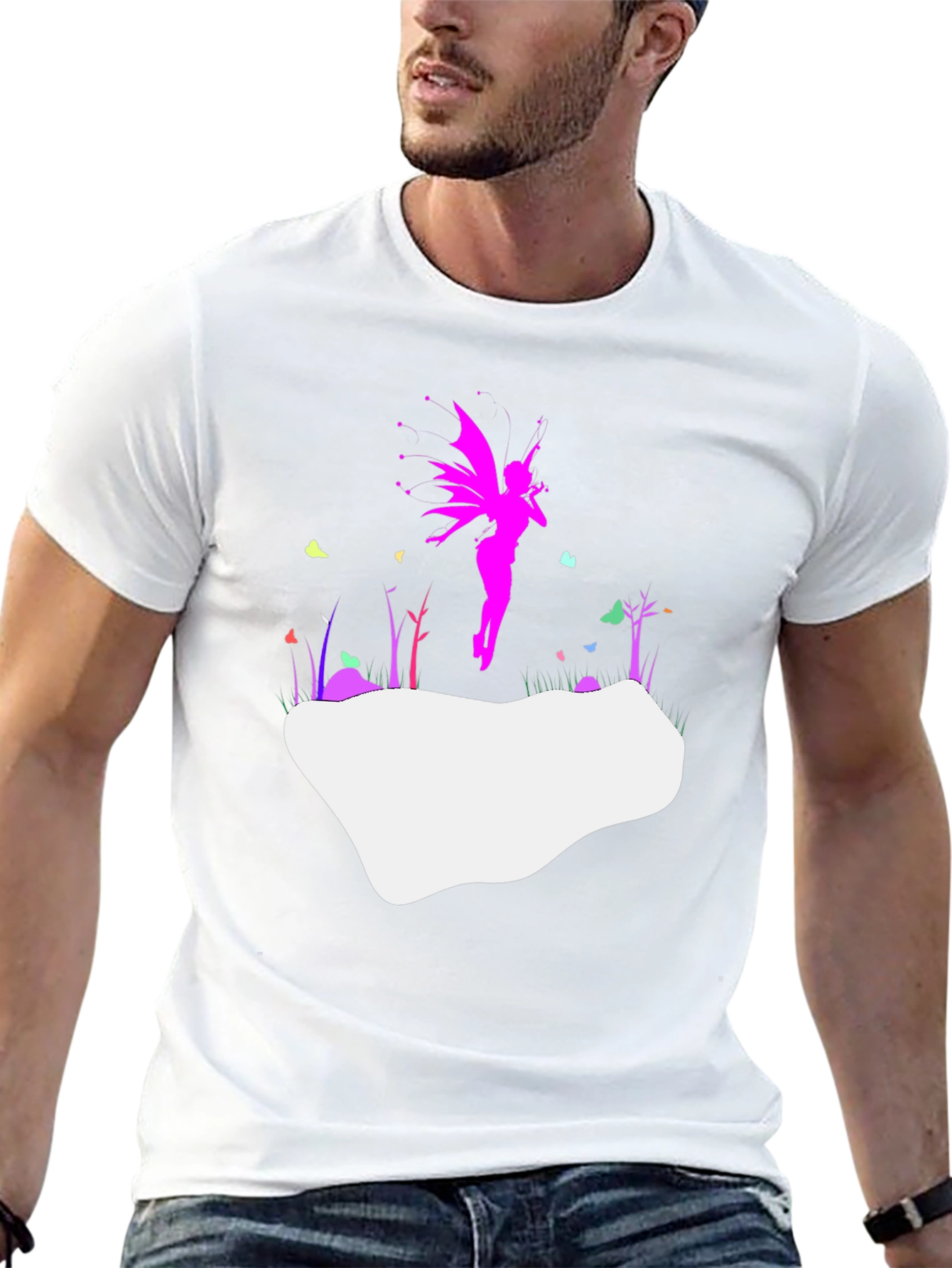 Whimsical Fairy Graphic Tee - Stylish Black T-Shirt
