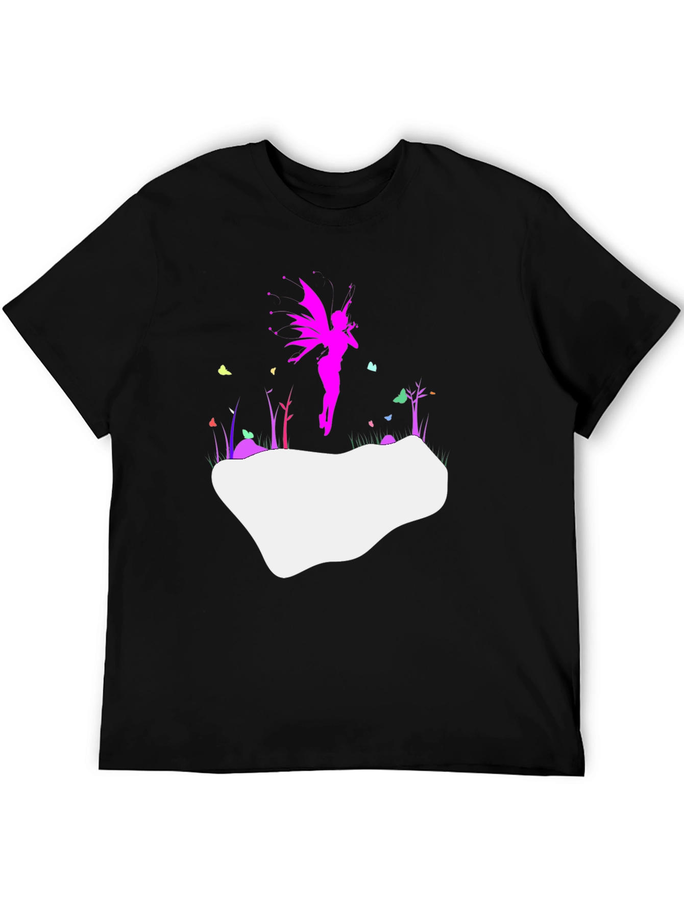 Whimsical Fairy Graphic Tee - Stylish Black T-Shirt