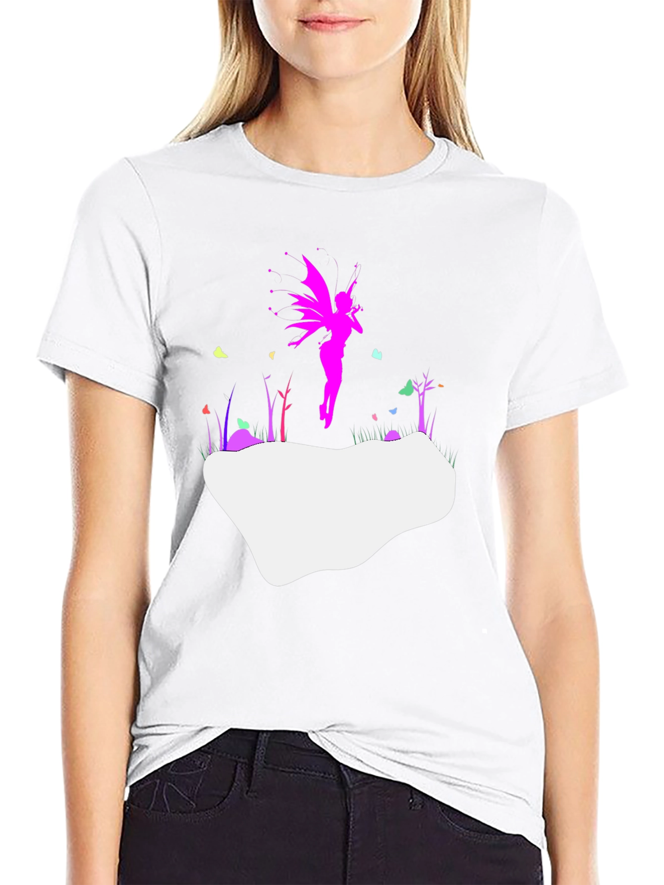 Whimsical Fairy Graphic Tee - Stylish Black T-Shirt
