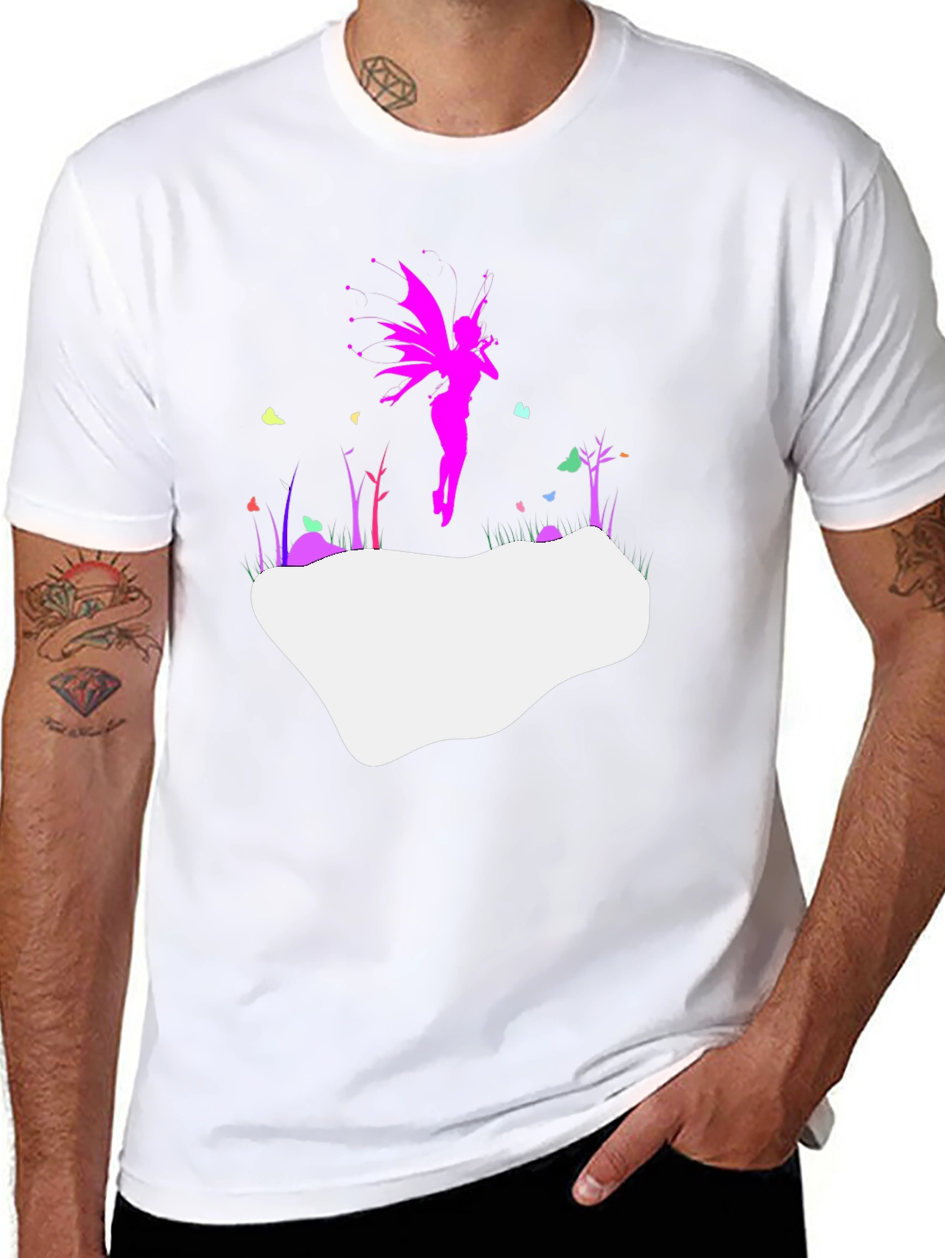Whimsical Fairy Graphic Tee - Stylish Black T-Shirt