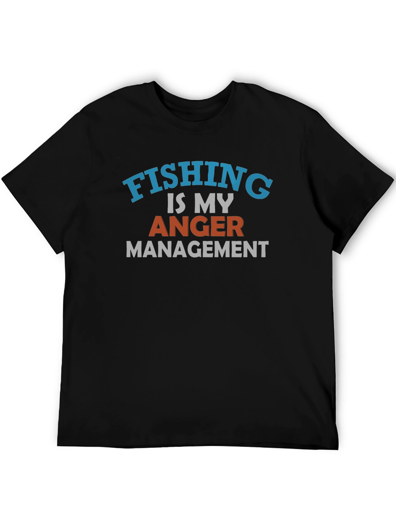 Fishing is My Anger Management Black T-Shirt