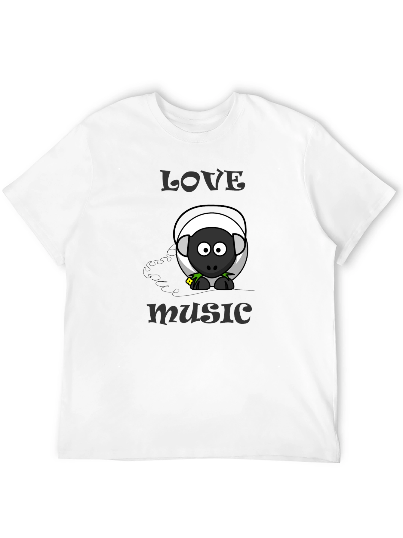 Love Music Sheep Cartoon Graphic T-Shirt