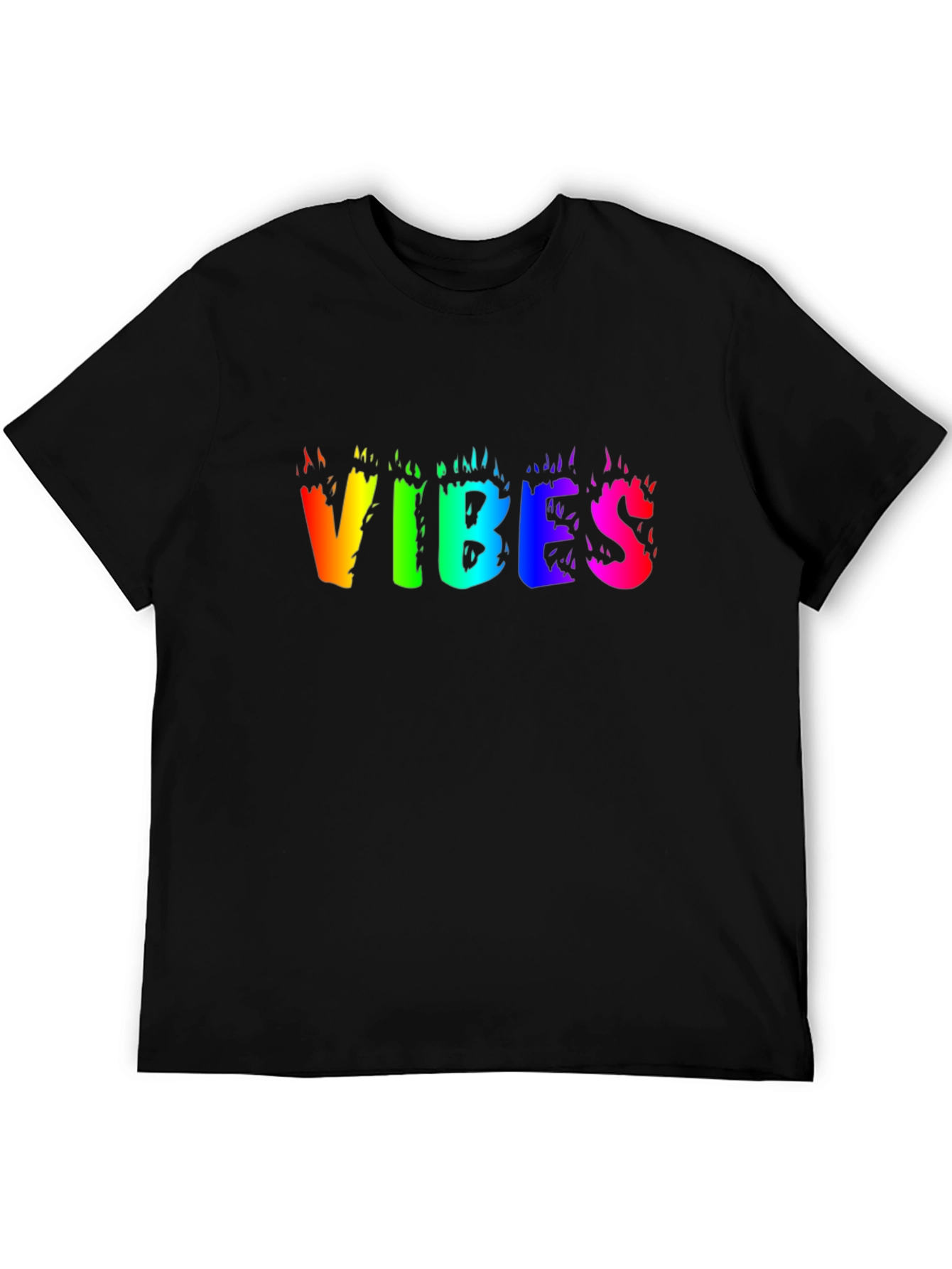 Vibes Rainbow Graphic Black T-Shirt