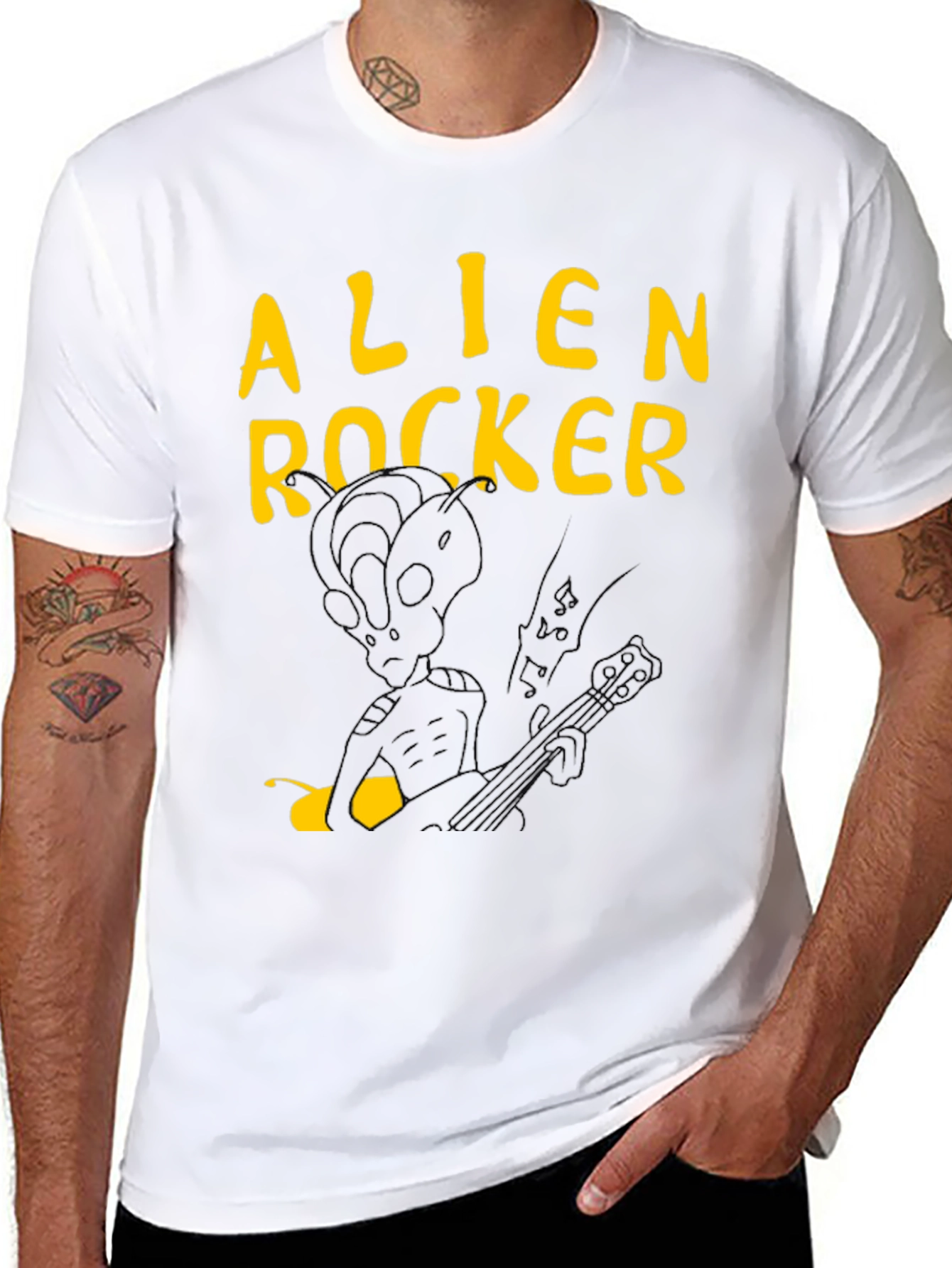Alien Rocker Graphic Tee - Black Cotton T-Shirt