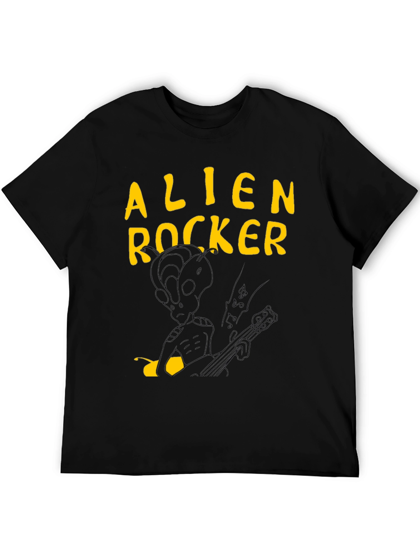 Alien Rocker Graphic Tee - Black Cotton T-Shirt