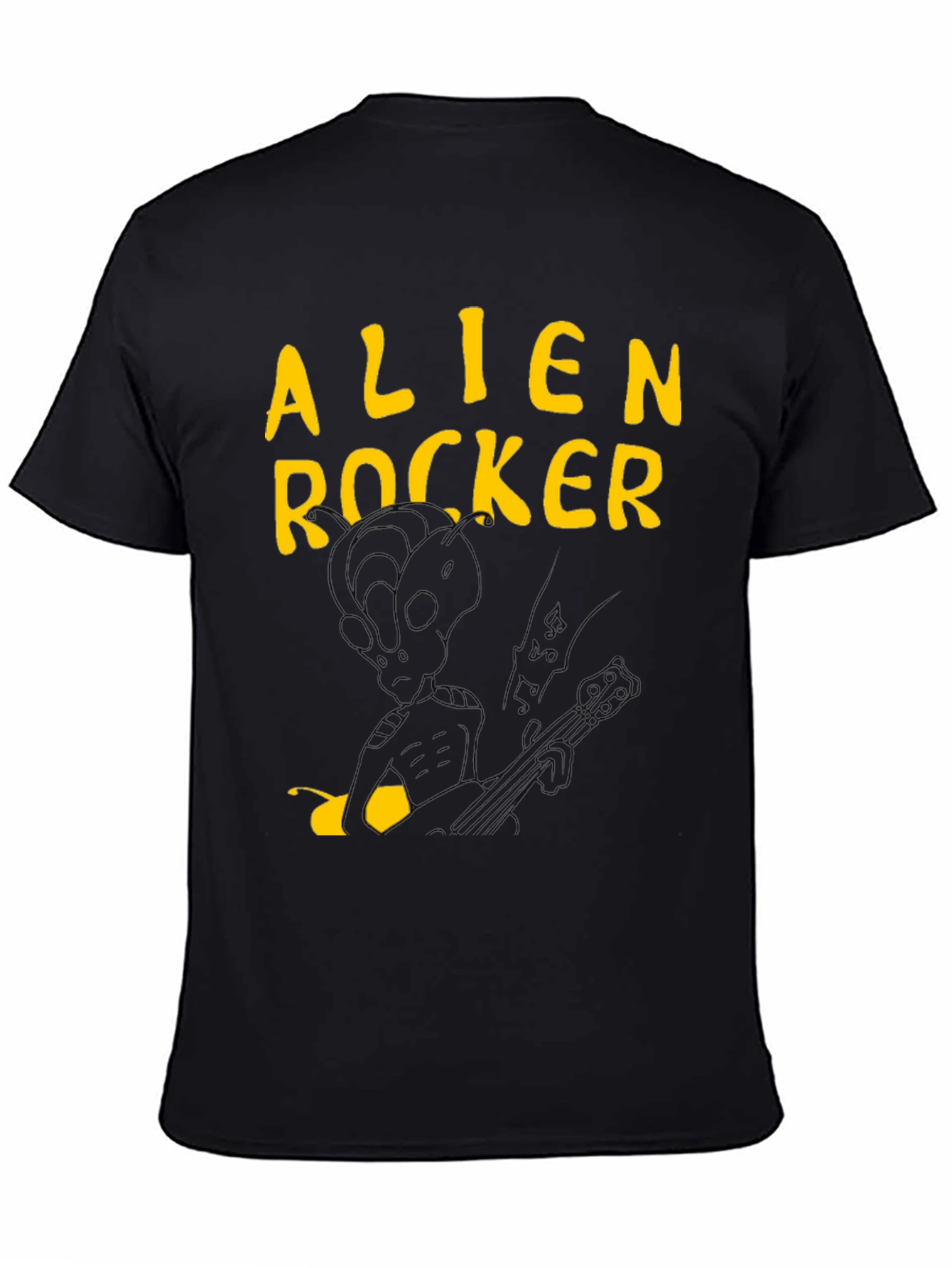 Alien Rocker Graphic Tee - Black Cotton T-Shirt