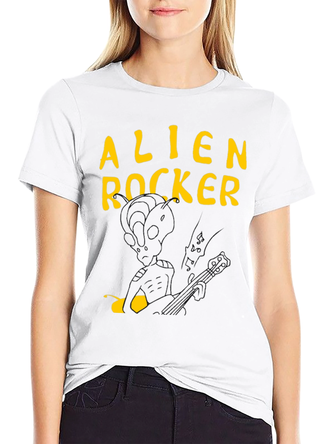Alien Rocker Graphic Tee - Black Cotton T-Shirt