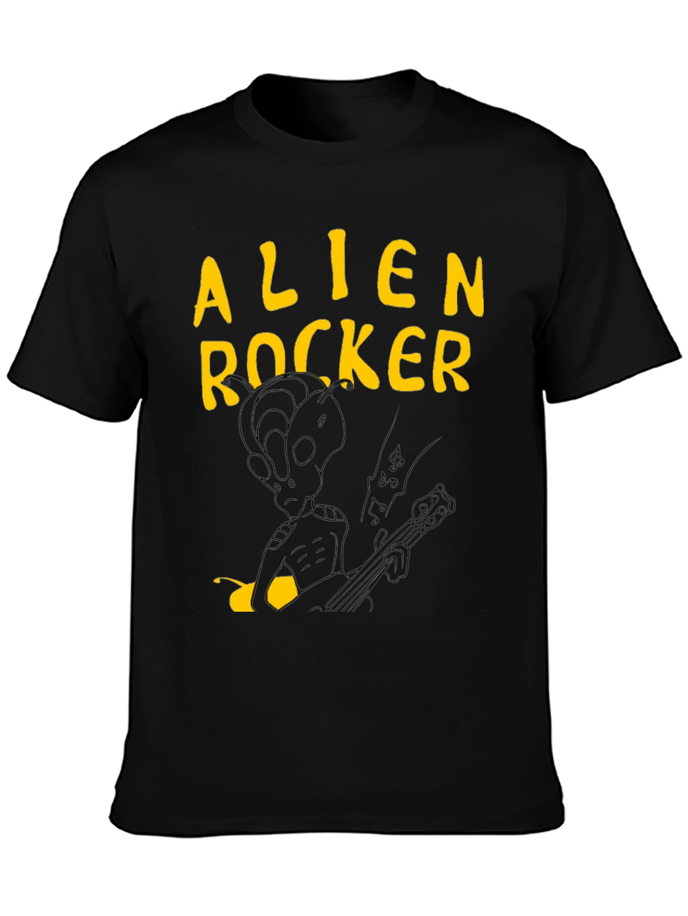 Alien Rocker Graphic Tee - Black Cotton T-Shirt