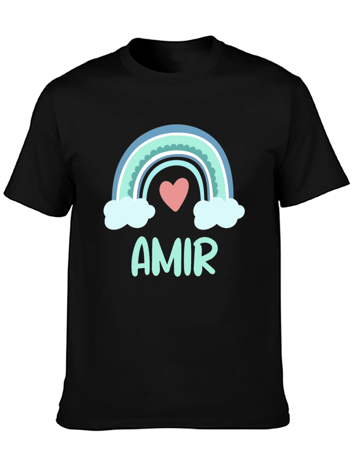 Amir Rainbow Heart T-Shirt - Cute Personalized Tee