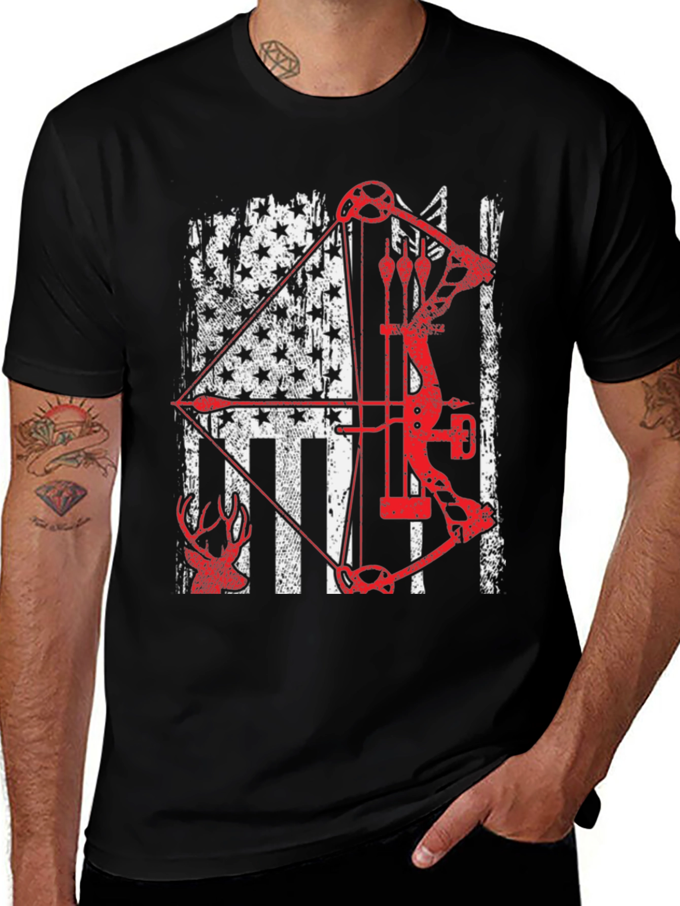 American Flag Bow Hunting T-Shirt