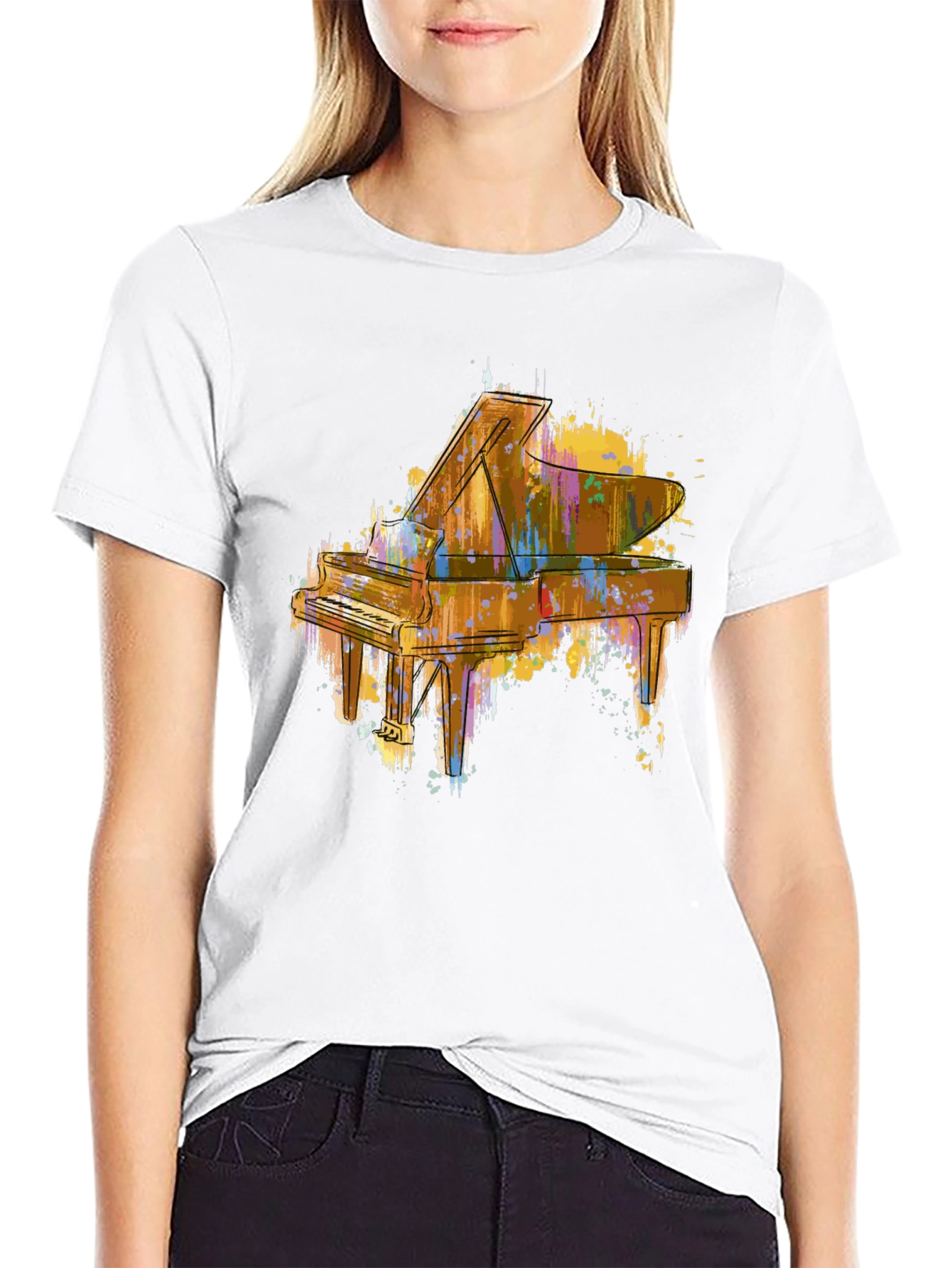 Abstract Piano Graphic Tee - Stylish Music Lover Shirt