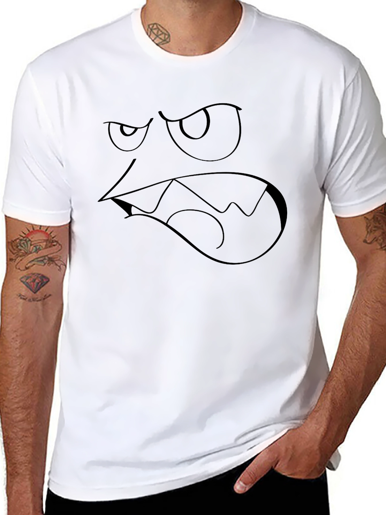 Angry Face Graphic Black T-Shirt