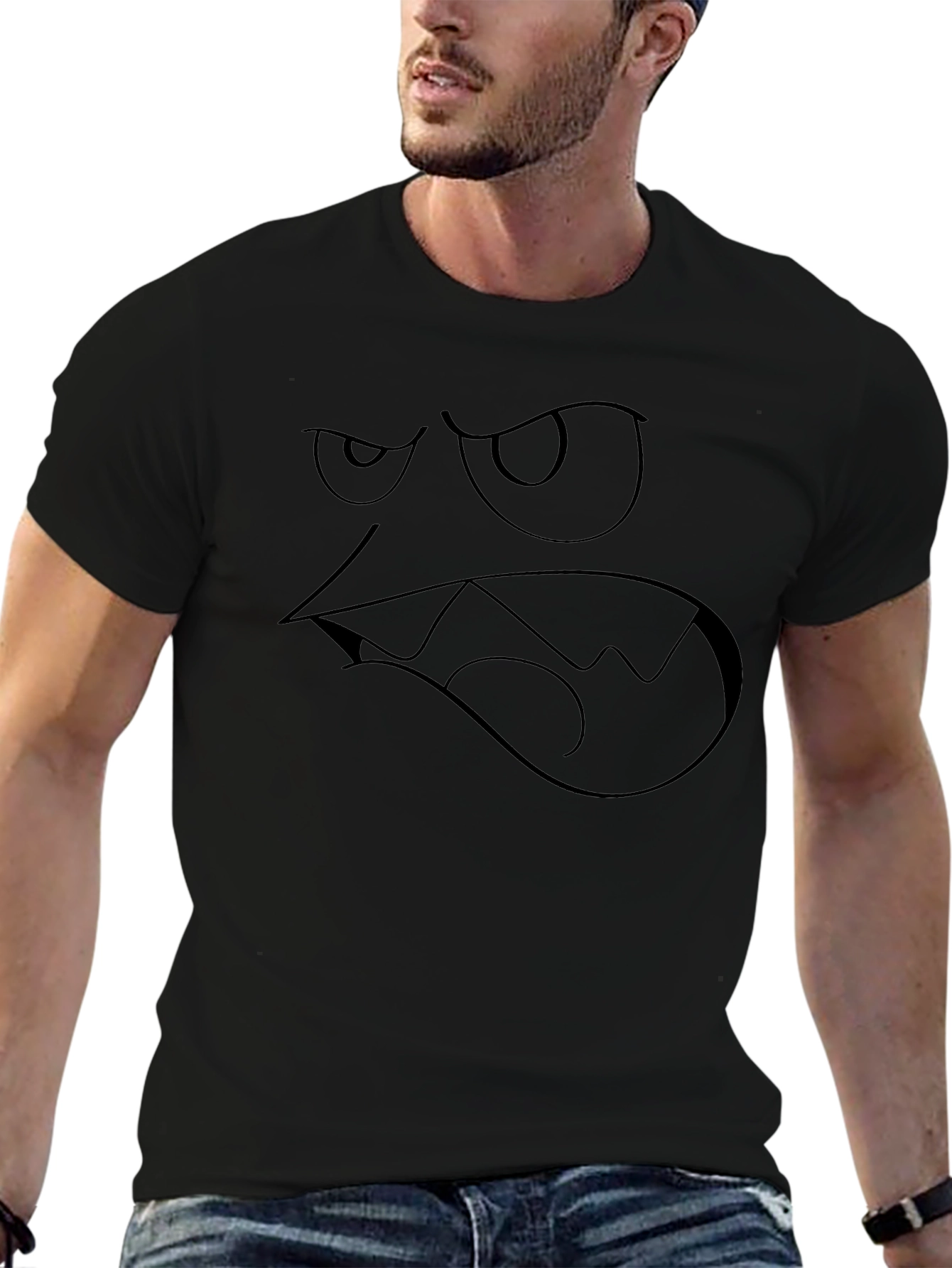 Angry Face Graphic Black T-Shirt