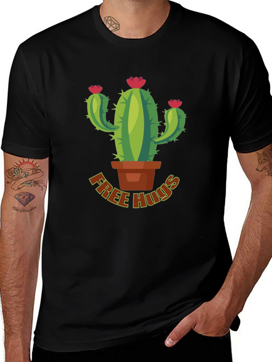 Free Hugs Cactus Graphic Tee - Funny Desert Plant Shirt
