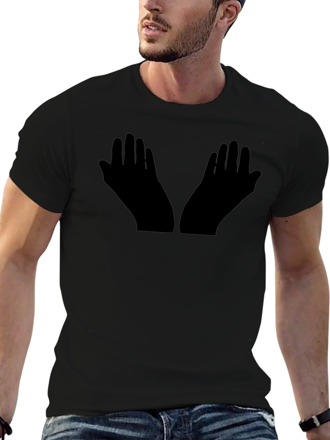 Black Graphic Tee - Praying Hands Design