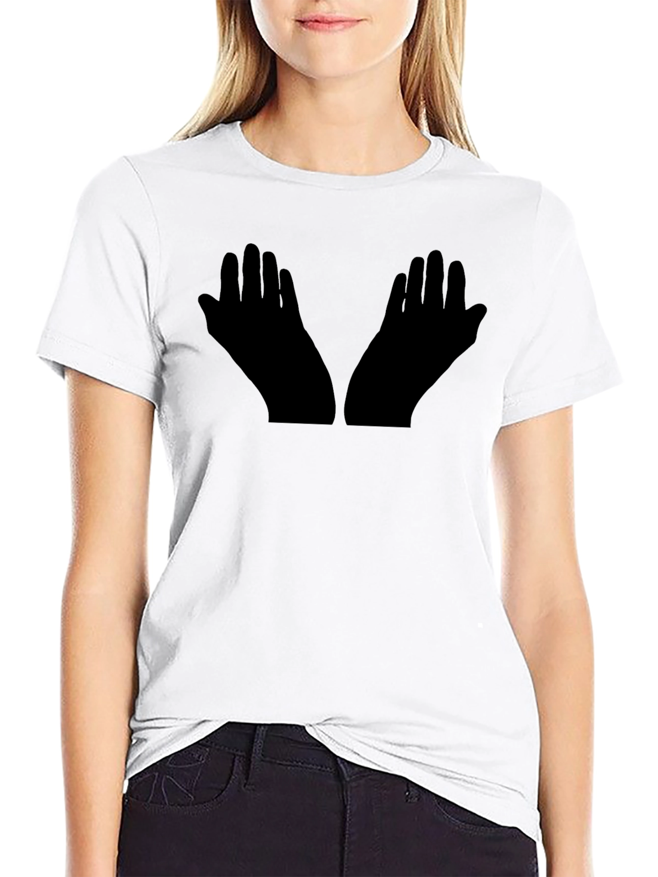 Black Graphic Tee - Praying Hands Design