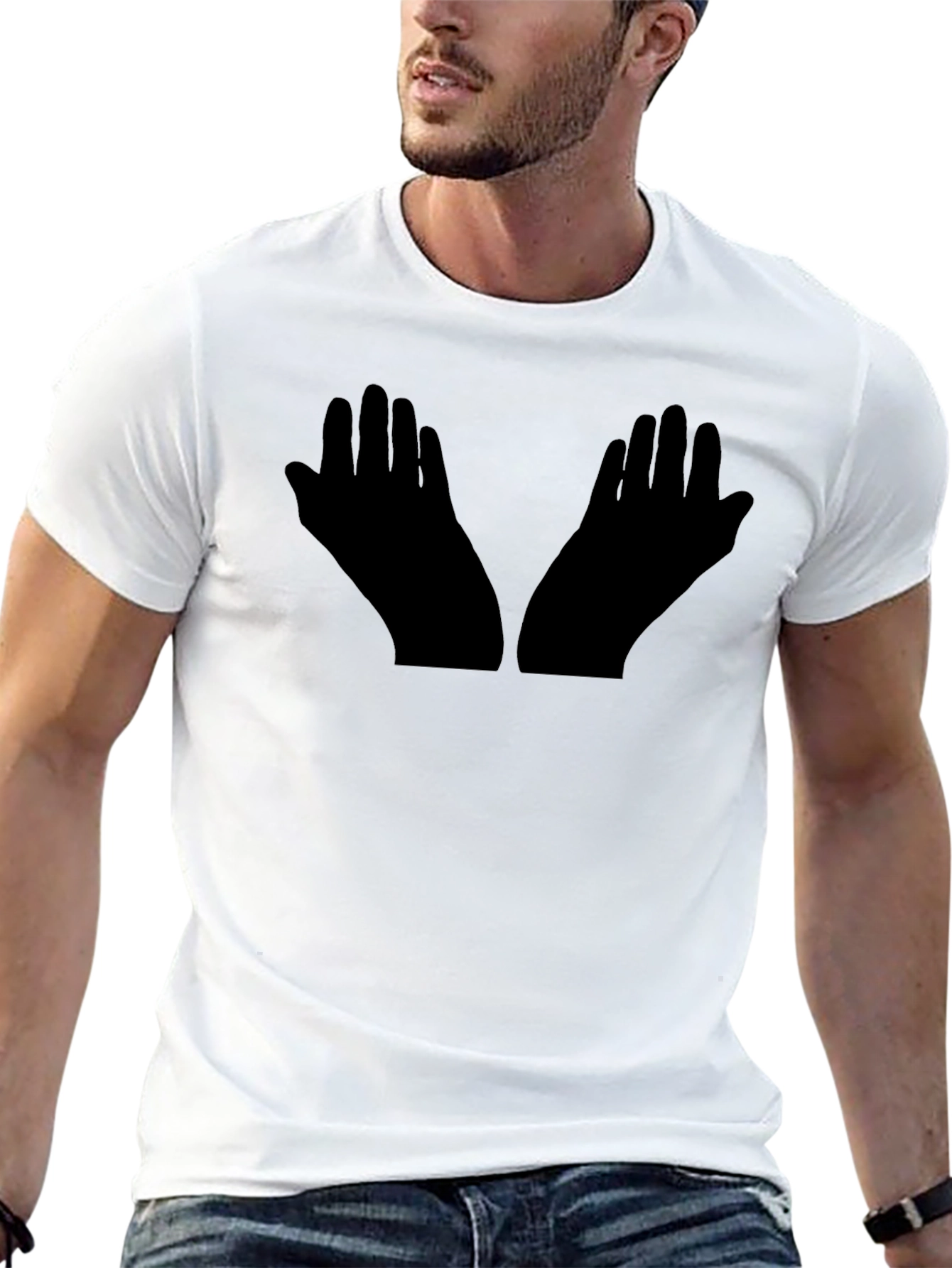 Black Graphic Tee - Praying Hands Design