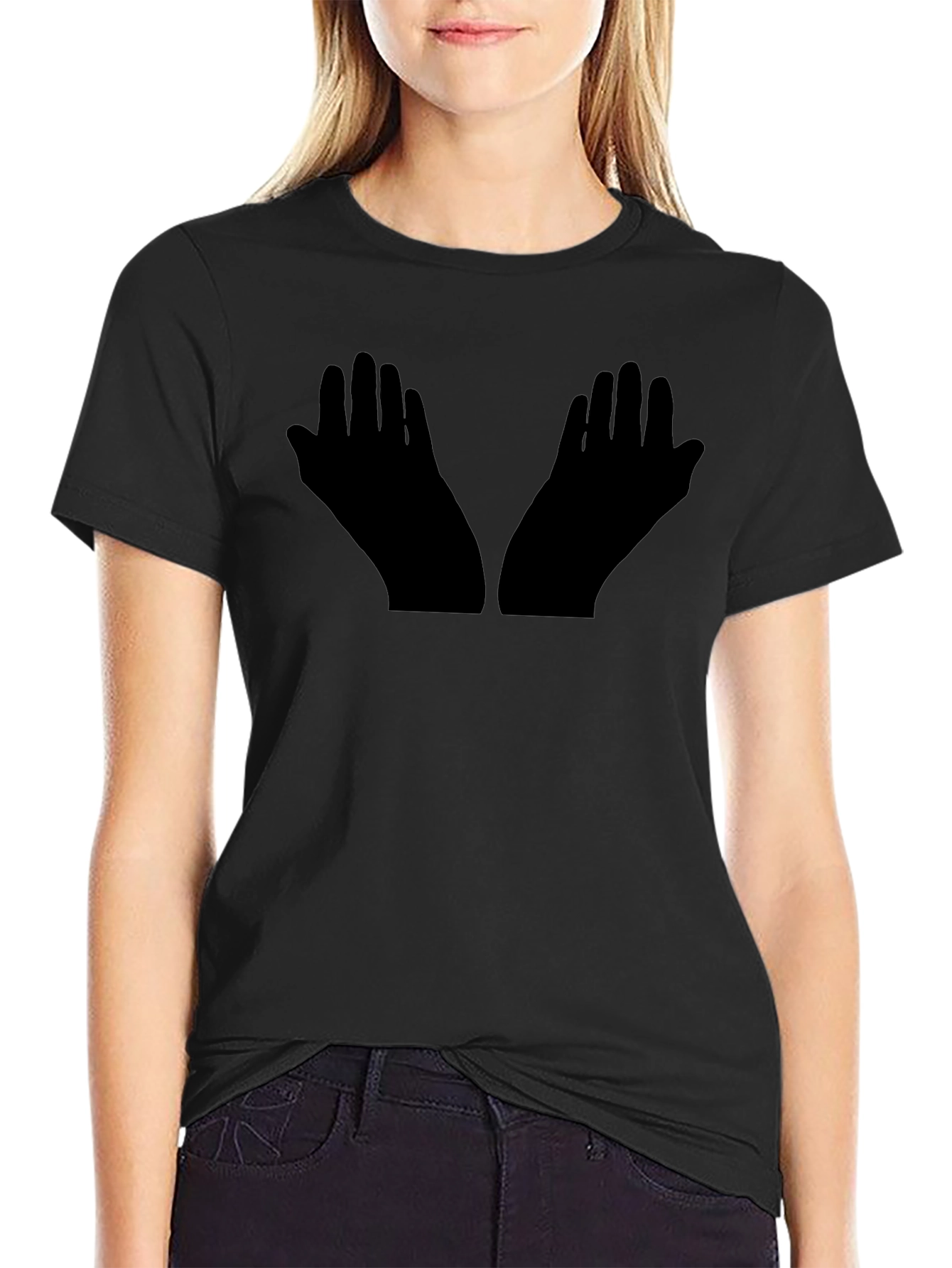 Black Graphic Tee - Praying Hands Design
