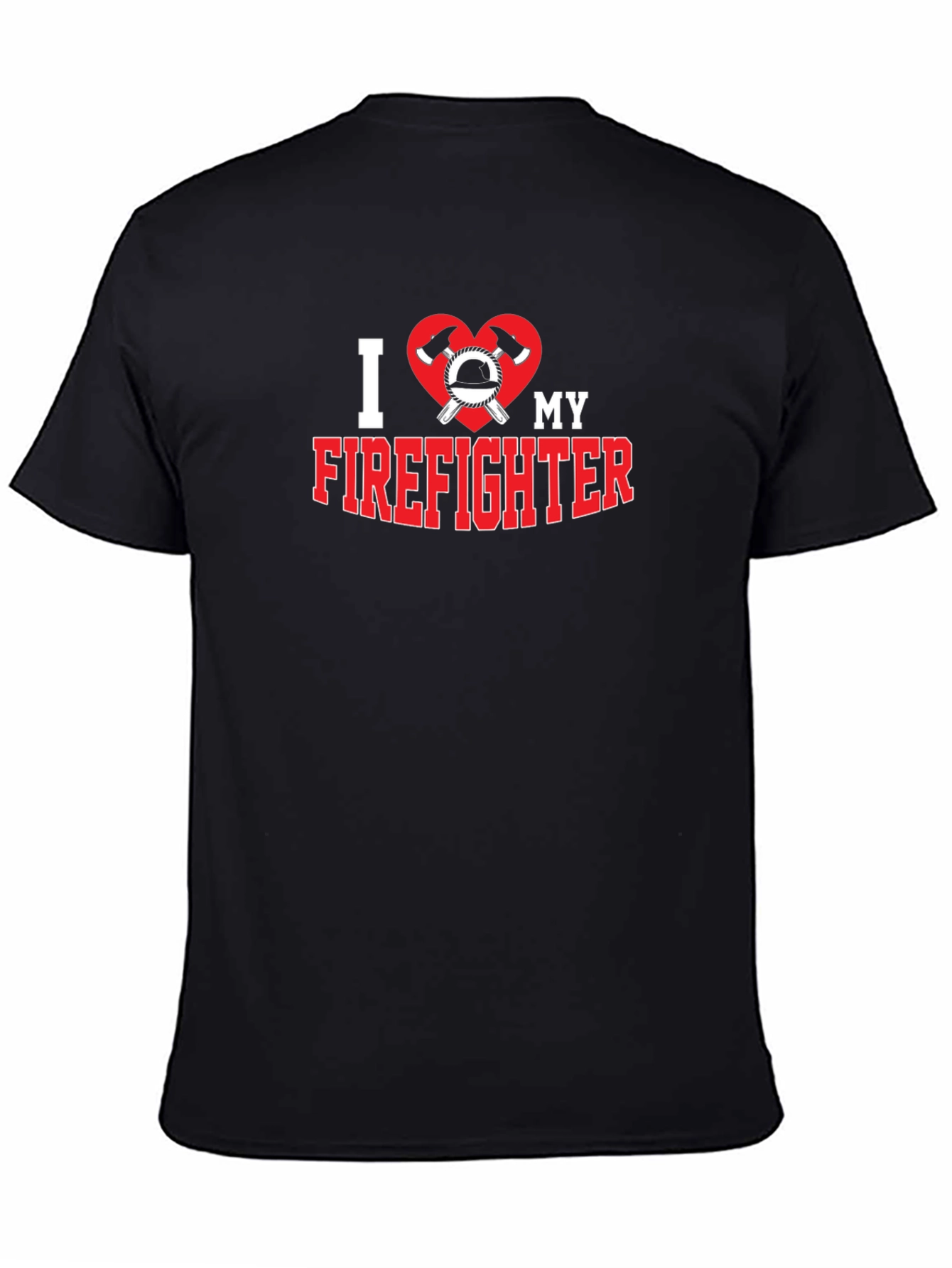 I Heart My Firefighter Black T-Shirt