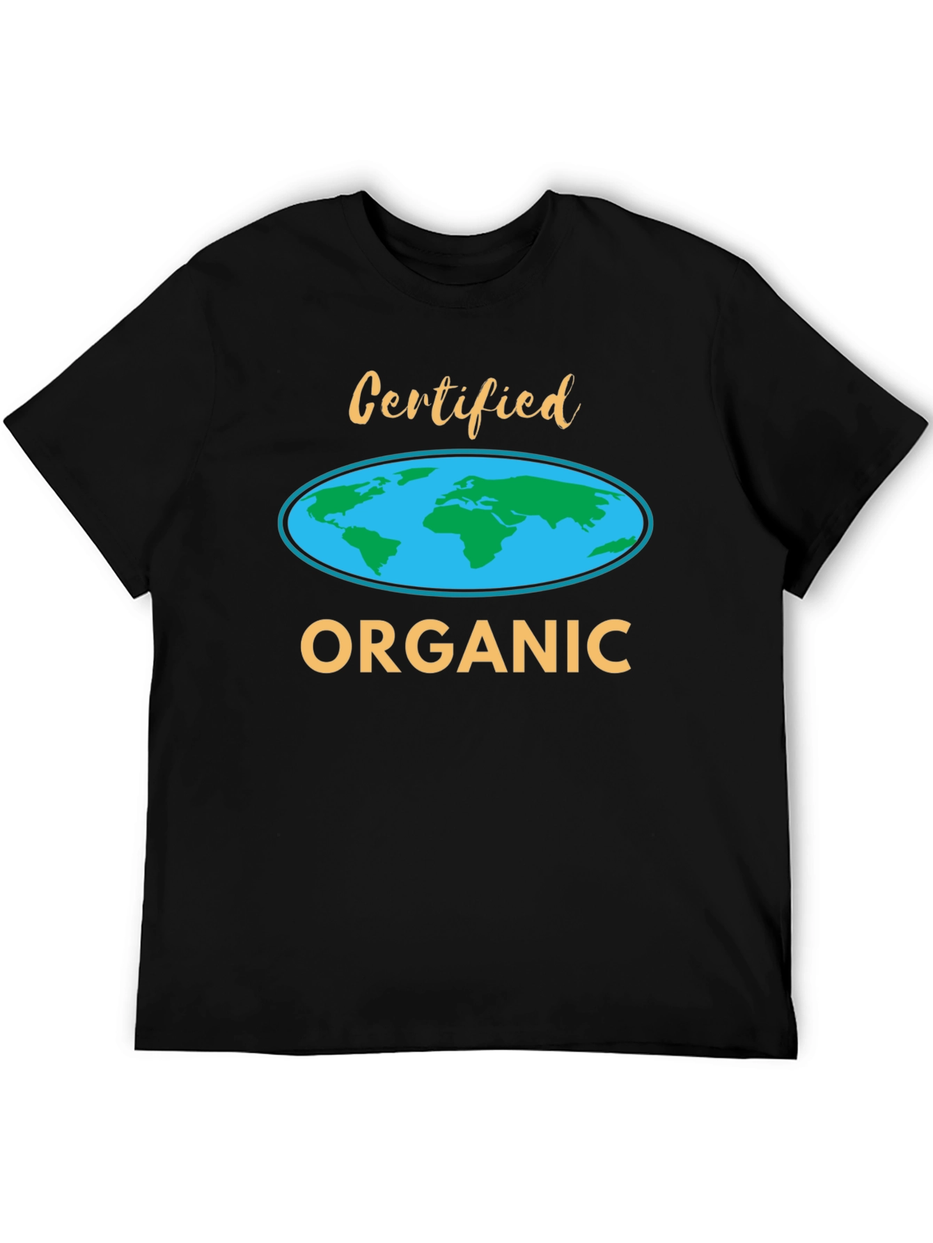 Certified Organic World Map T-Shirt - Black