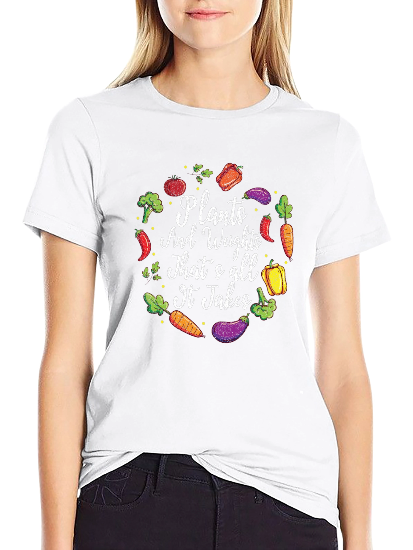 Plants and Weights T-Shirt - Vegan Fitness Apparel