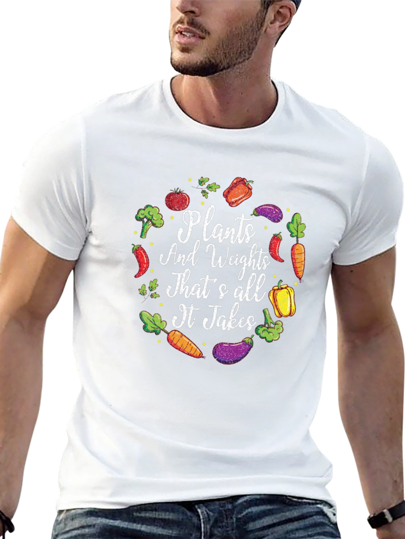 Plants and Weights T-Shirt - Vegan Fitness Apparel