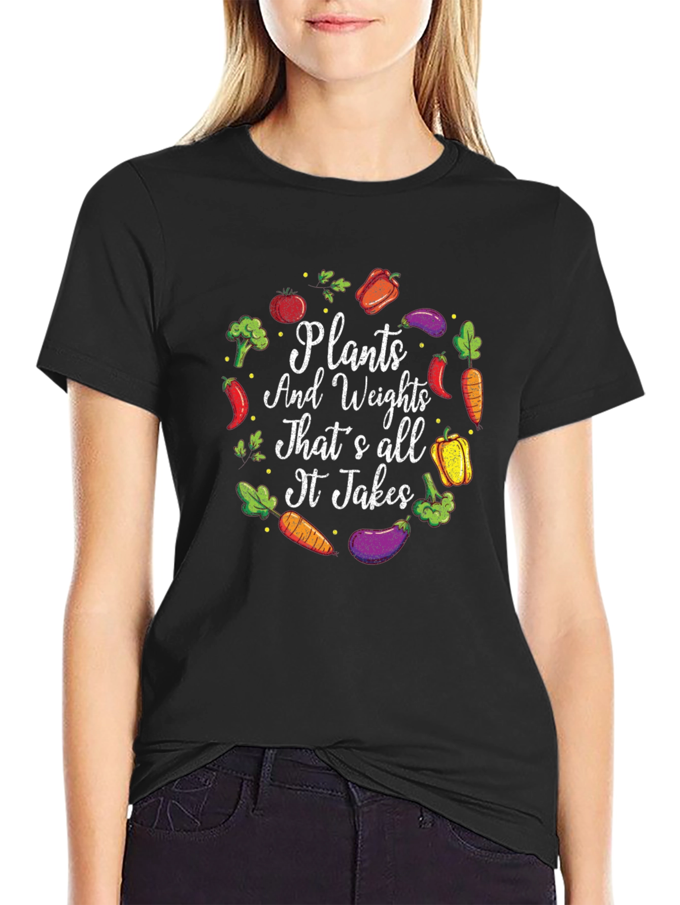 Plants and Weights T-Shirt - Vegan Fitness Apparel