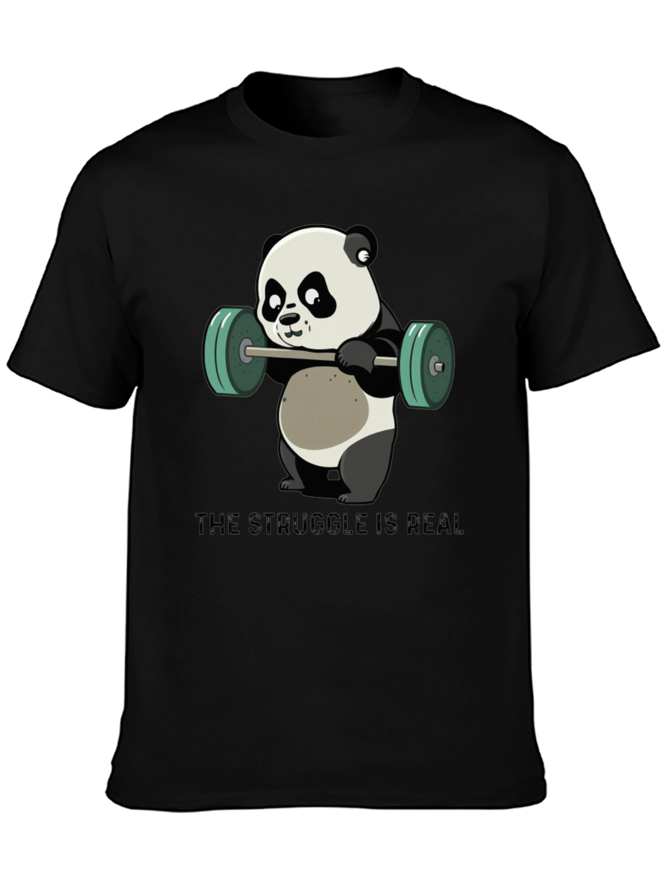 Weightlifting Panda T-Shirt - The Struggle is Real