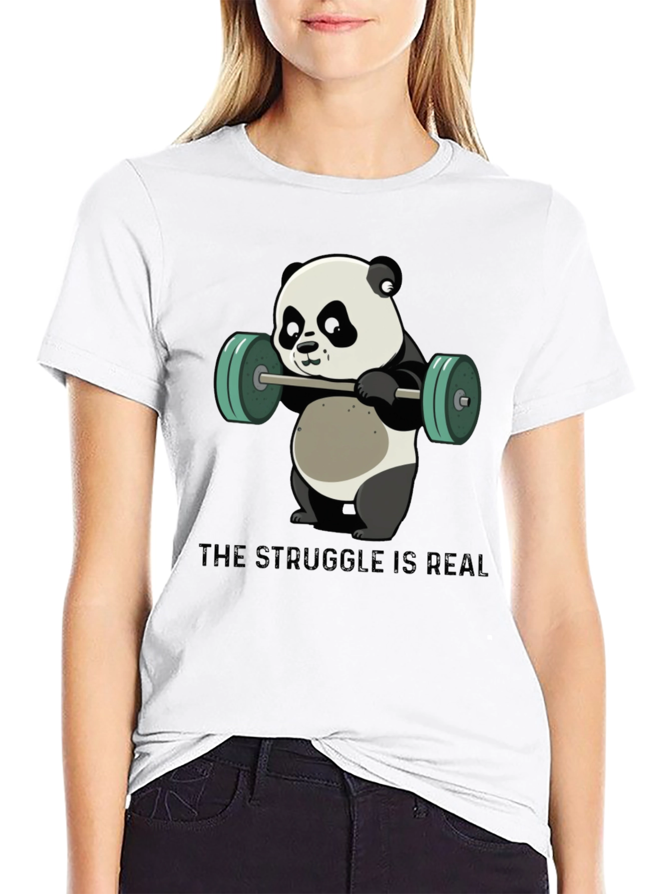 Weightlifting Panda T-Shirt - The Struggle is Real