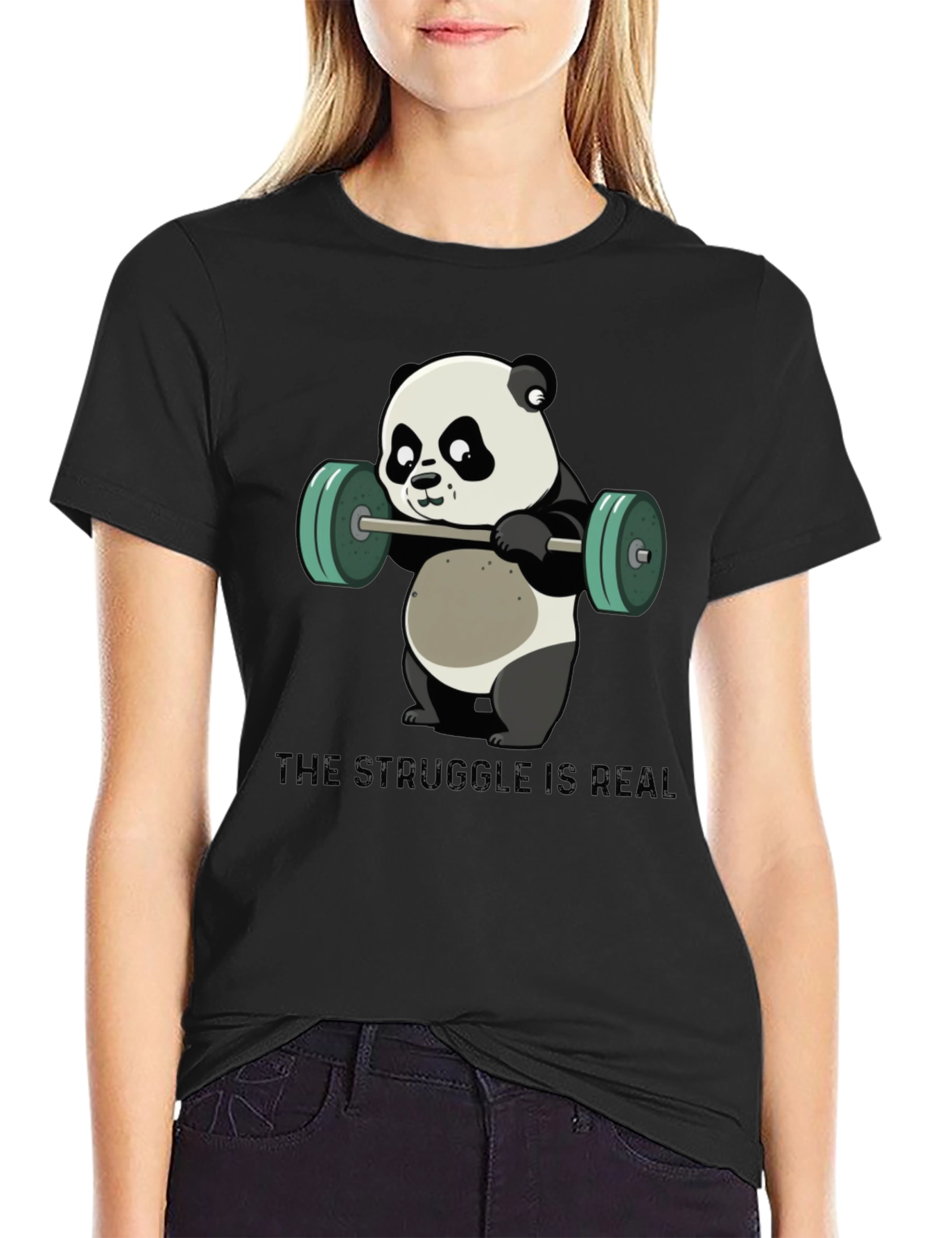Weightlifting Panda T-Shirt - The Struggle is Real
